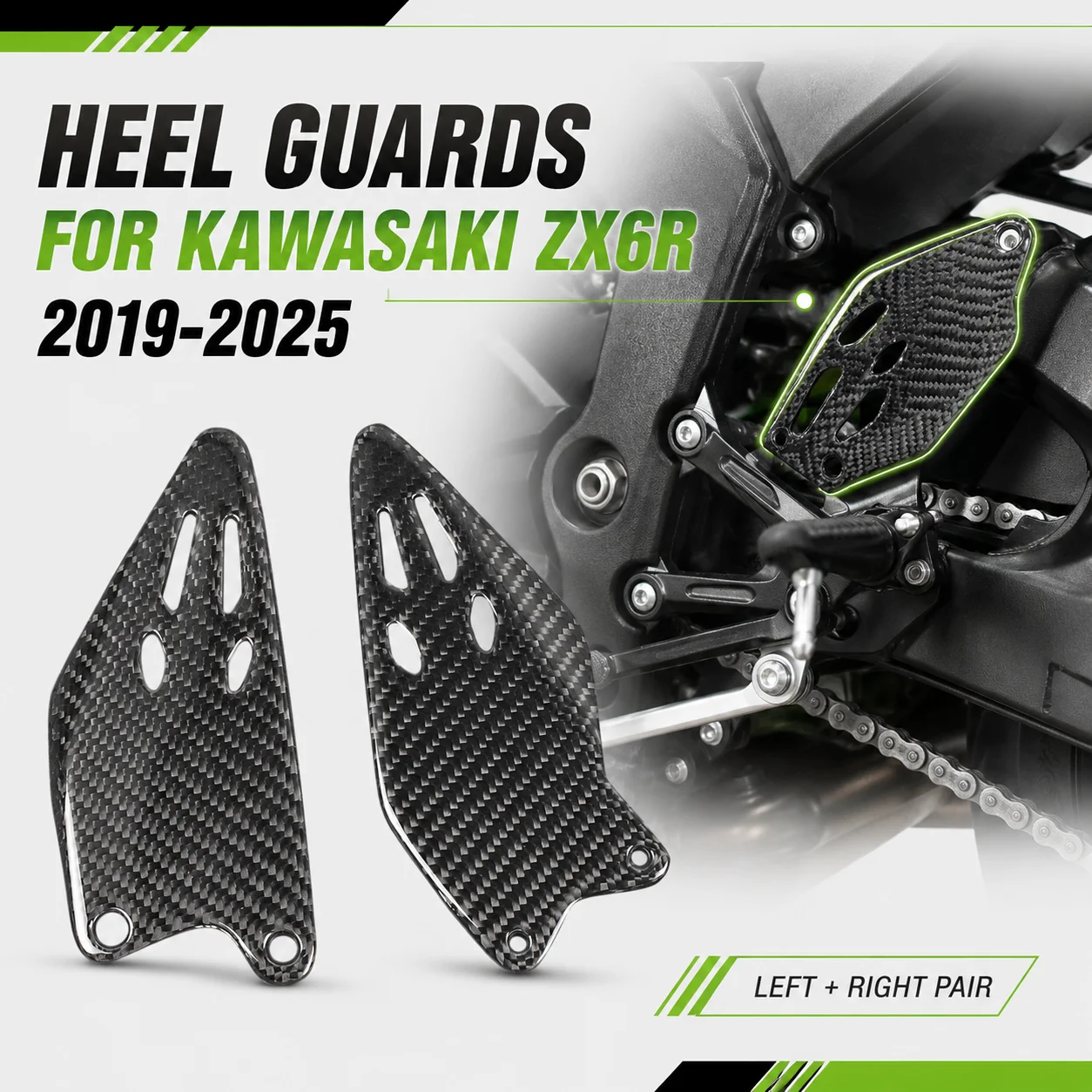 Heel Guards Heel Plates Carbon Fiber Rearset Footrest Guard for Kawasaki Ninja ZX6R ZX-6R ZX636 2019-2025 Motorcycle Accessories
Heel Guards Heel Plates Carbon Fiber Rearset Footrest Guard for Kawasaki Ninja ZX6R ZX-6R ZX636 2019-2025 Motorcycle Accessories