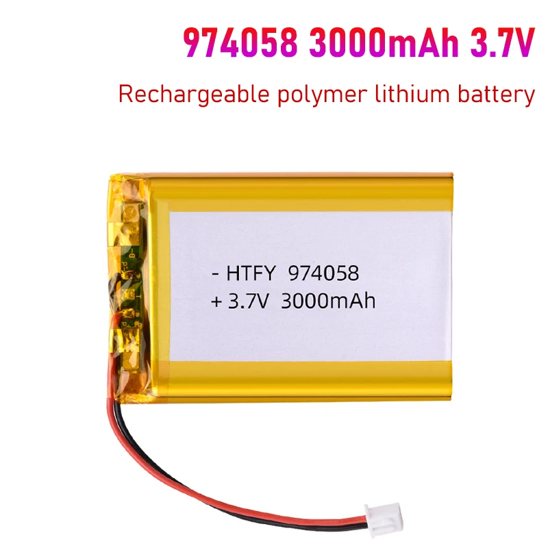 974058 3000mAh Lipo Battery 3.7V Lithium Polymer Batteries PH2.0 for Massage Meter GPS Navigator Aeromodelling Rechargeable Cell
974058 3000mAh Lipo Battery 3.7V Lithium Polymer Batteries PH2.0 for Massage Meter GPS Navigator Aeromodelling Rechargeable Cell