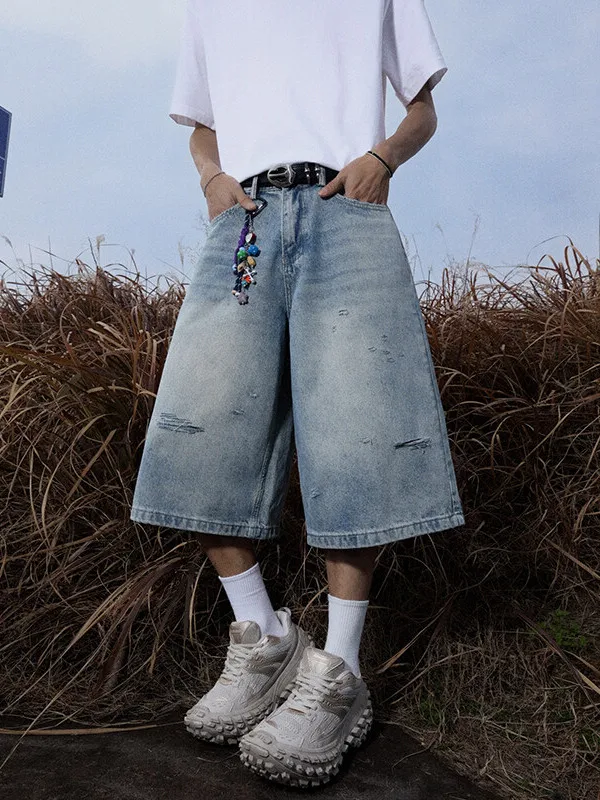 Summer Thin Denim Short Pants Men's Trendy Brand Hole Straight Loose High Street Hong Kong Style Cool Seven-Quarter Pants
Summer Thin Denim Short Pants Men's Trendy Brand Hole Straight Loose High Street Hong Kong Style Cool Seven-Quarter Pants