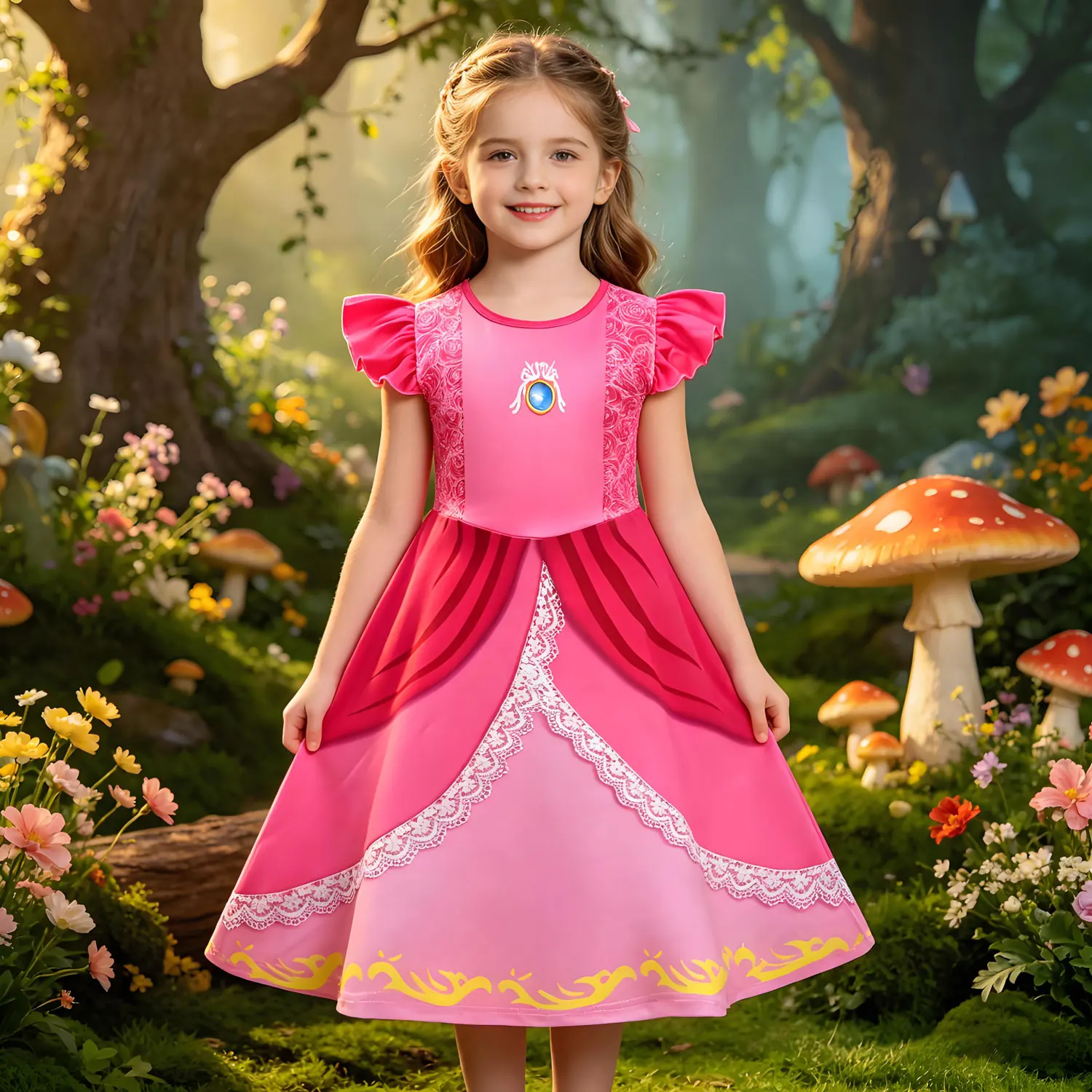 2026 New Summer Cute Pink Princess Peach Short Sleeves Dress Girls Cosplay Peach Halloween Festival Birthday Party Dress 2-10T
2026 New Summer Cute Pink Princess Peach Short Sleeves Dress Girls Cosplay Peach Halloween Festival Birthday Party Dress 2-10T