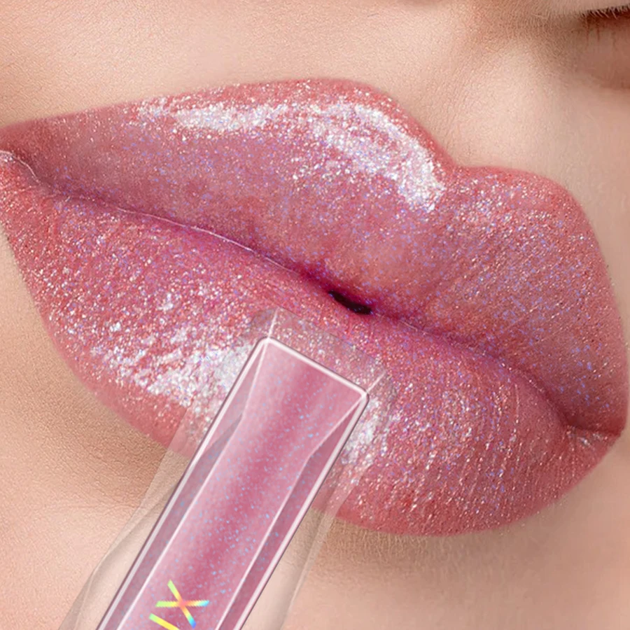 1PC Shimmer Lip Gloss For Fuller Lip Effect, Moisturizing Lip Care Lip Essence Long Lasting Lip Glaze Sexy Lips Makeup Pink Red