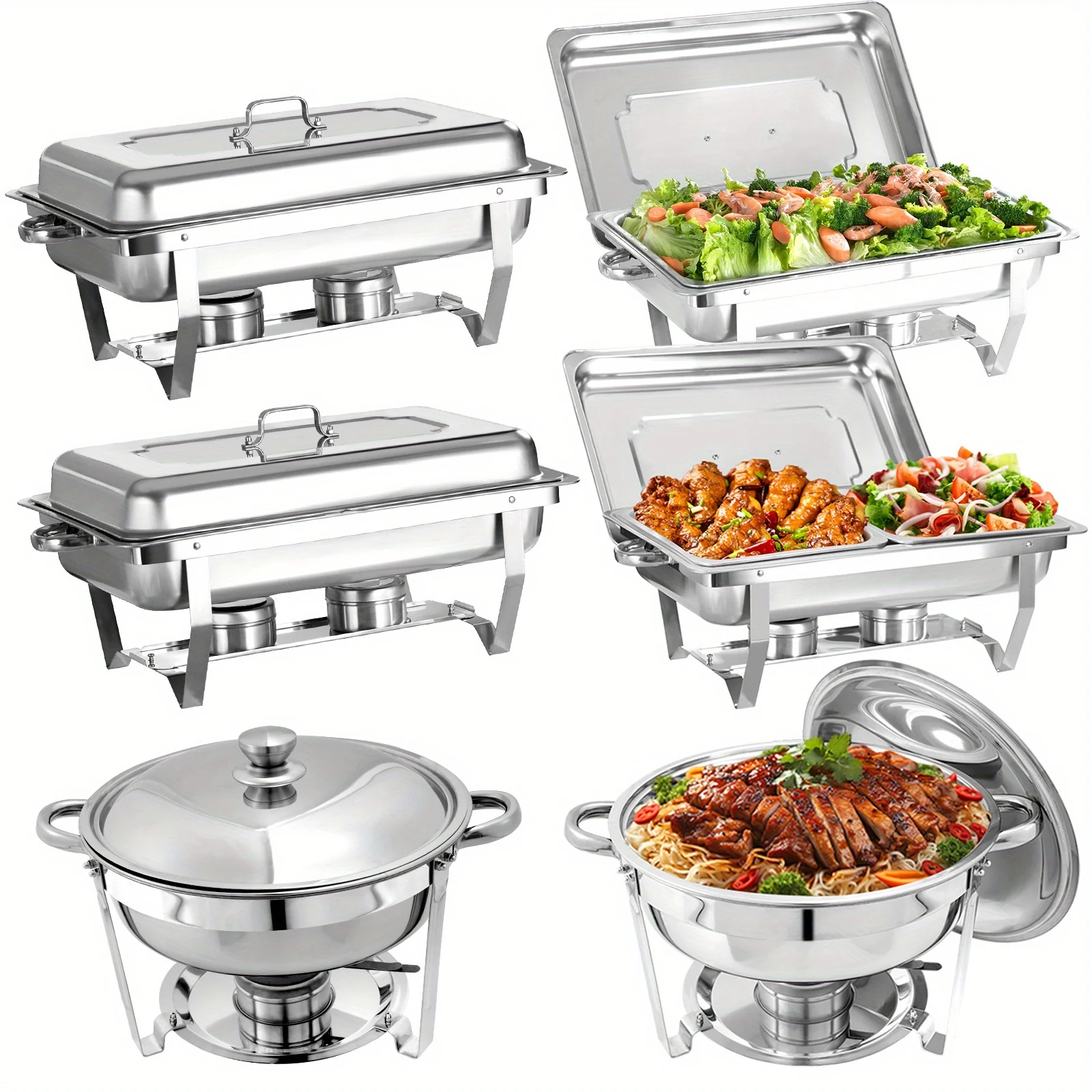 6 Pack Chafing Dish Buffet Set, Stainless Steel Food Warmer Kit with Lids, Food Pans, Water Pan and Fuel Holders for Restaurant
6 Pack Chafing Dish Buffet Set, Stainless Steel Food Warmer Kit with Lids, Food Pans, Water Pan and Fuel Holders for Restaurant