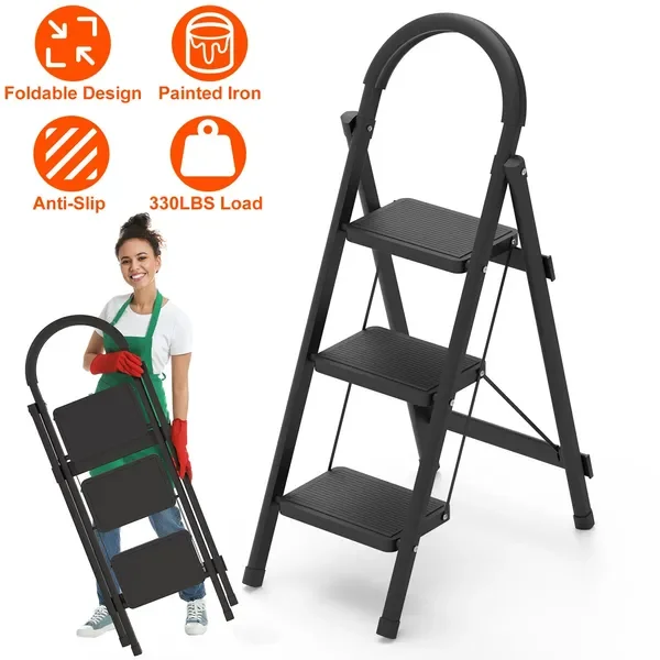 3-Step Folding Ladder, 330lbs Load Capacity, Lightweight 6.94lbs with 1.57in Folding Width, Heavy
3-Step Folding Ladder, 330lbs Load Capacity, Lightweight 6.94lbs with 1.57in Folding Width, Heavy