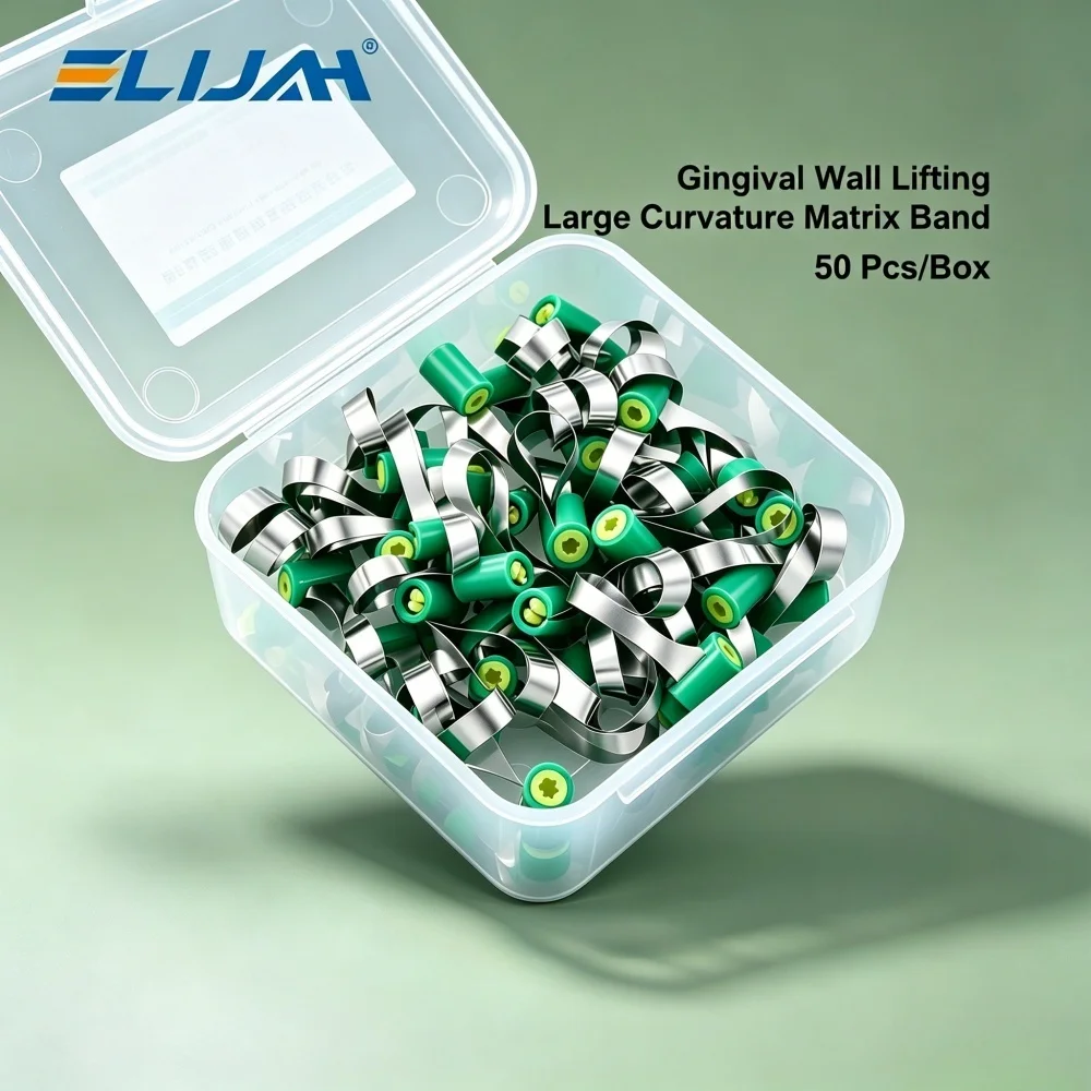 ELIJAH Dental Matrix Band 50Pcs/Box Gingival Wall LiftingLarge Curvature Adjustable Matrix System Matrices Autoclavable Dental
ELIJAH Dental Matrix Band 50Pcs/Box Gingival Wall LiftingLarge Curvature Adjustable Matrix System Matrices Autoclavable Dental