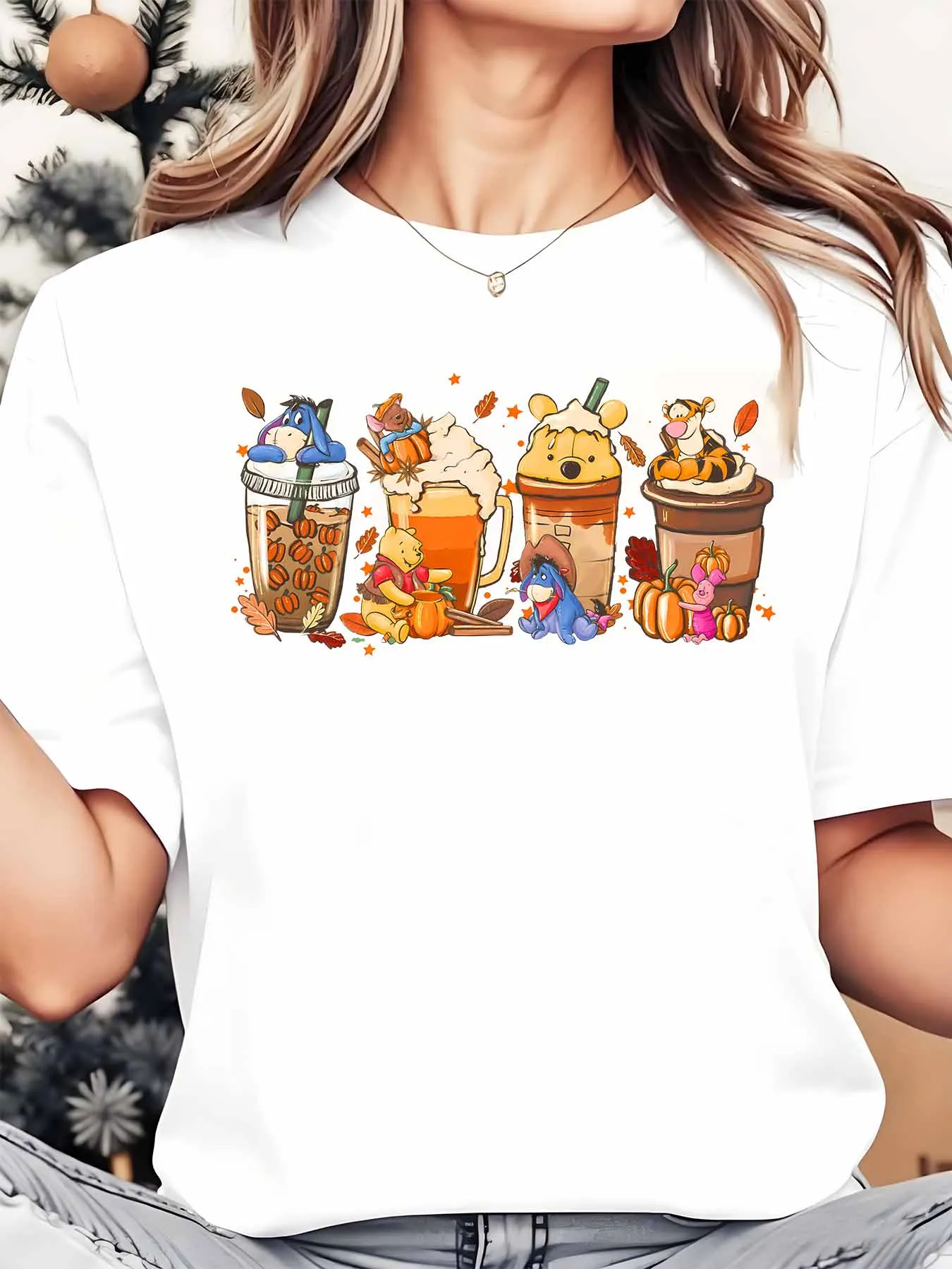 Disney Winnie The Pooh And Friends Autumn Drinks Women's Round Neck Shirt Summer Tops Comfortable Unisex Casual Short Sleeve Tee
Disney Winnie The Pooh And Friends Autumn Drinks Women's Round Neck Shirt Summer Tops Comfortable Unisex Casual Short Sleeve Tee