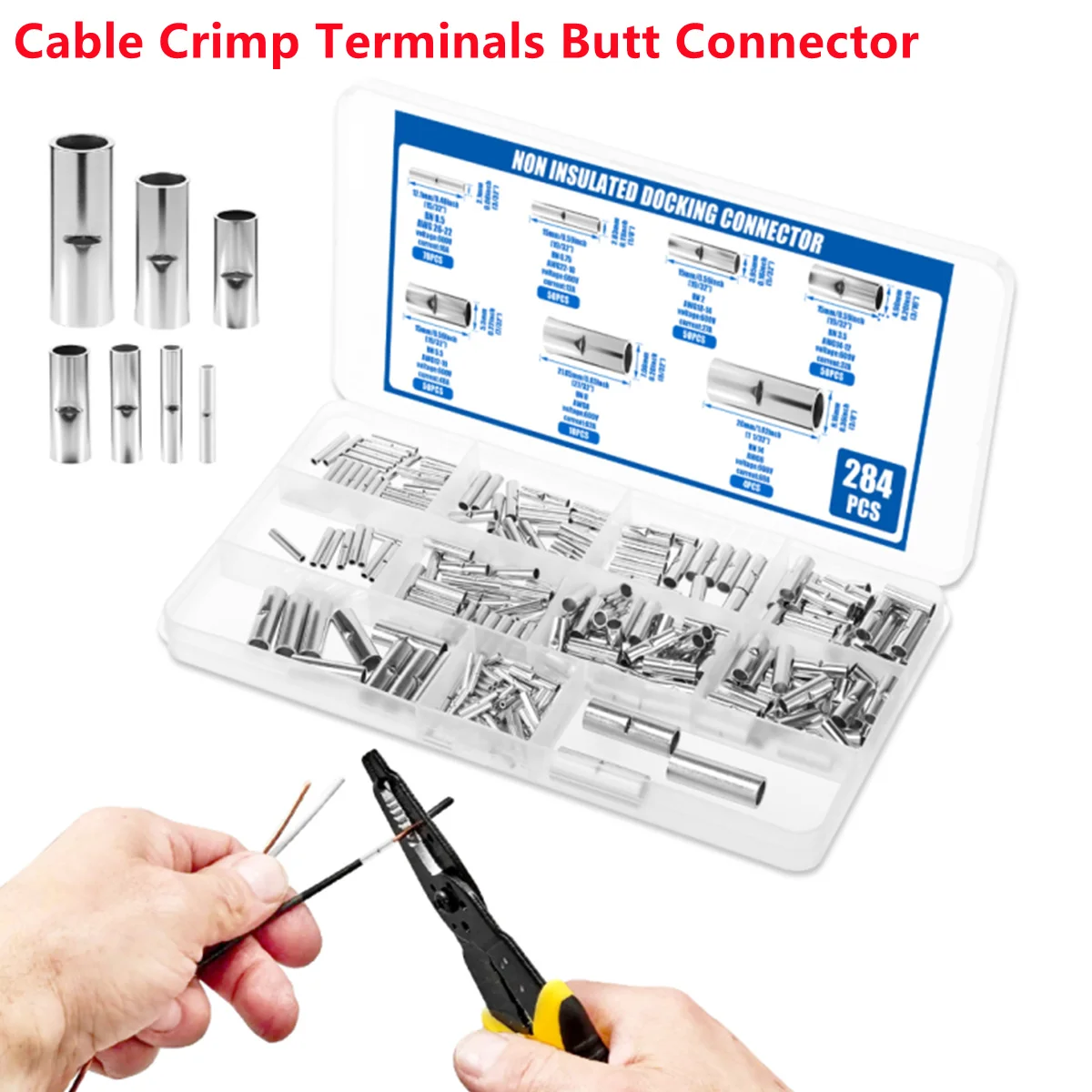284PCS Non-Insulated Butt Wire Connector Ferrules Electrical Cable Terminal Tinned Crimp Terminal 2-26mm2 26-6AWG
284PCS Non-Insulated Butt Wire Connector Ferrules Electrical Cable Terminal Tinned Crimp Terminal 2-26mm2 26-6AWG