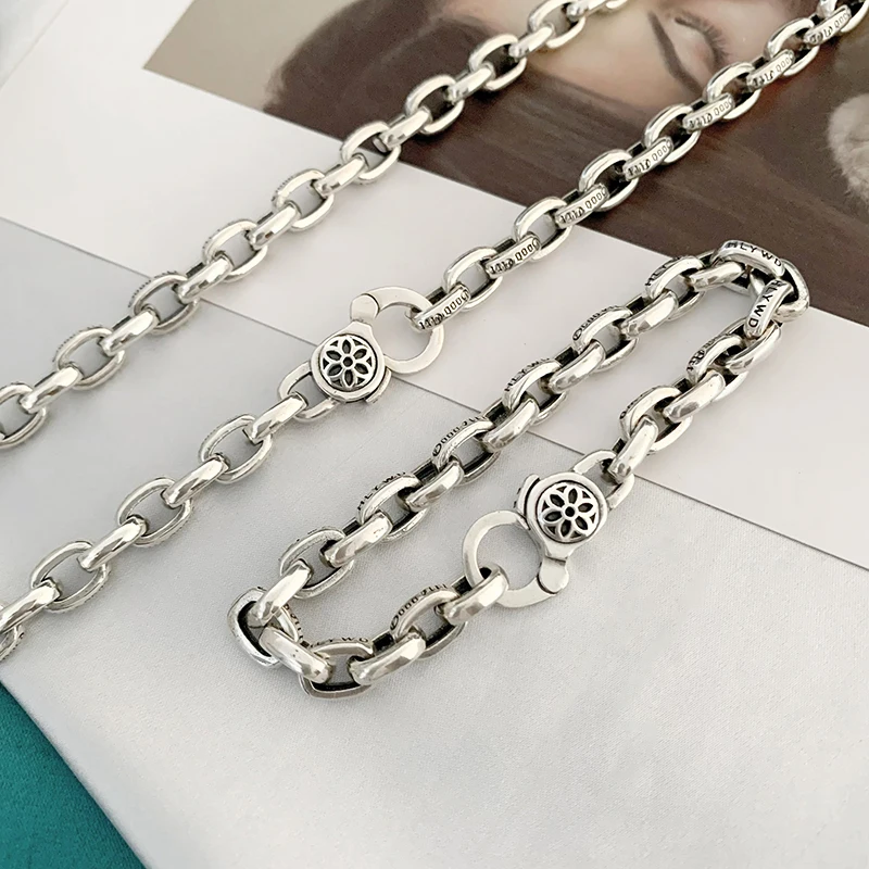 S925 Sterling Silver Whip Chain Coarse Men's and Women's Versatile Cherry Blossom Bracelet Punk Style Hip Hop Street Shooting Tr 
S925 Sterling Silver Whip Chain Coarse Men's and Women's Versatile Cherry Blossom Bracelet Punk Style Hip Hop Street Shooting Tr