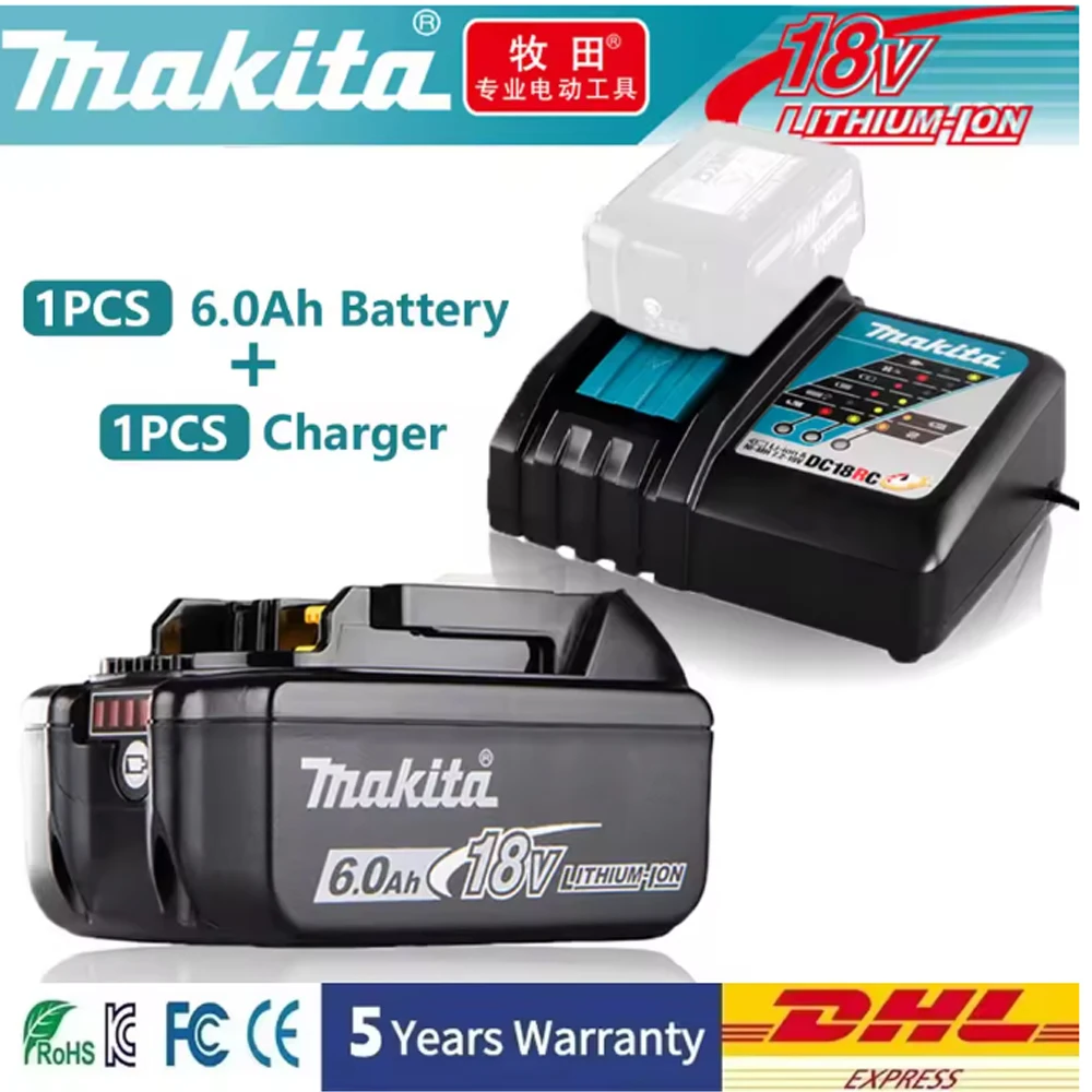 Makita 18V 5.0/6.0 Rechargeable Lithium Battery with LED Indicator High Capacity for Makita Cordles Power Tool Battery
Makita 18V 5.0/6.0 Rechargeable Lithium Battery with LED Indicator High Capacity for Makita Cordles Power Tool Battery