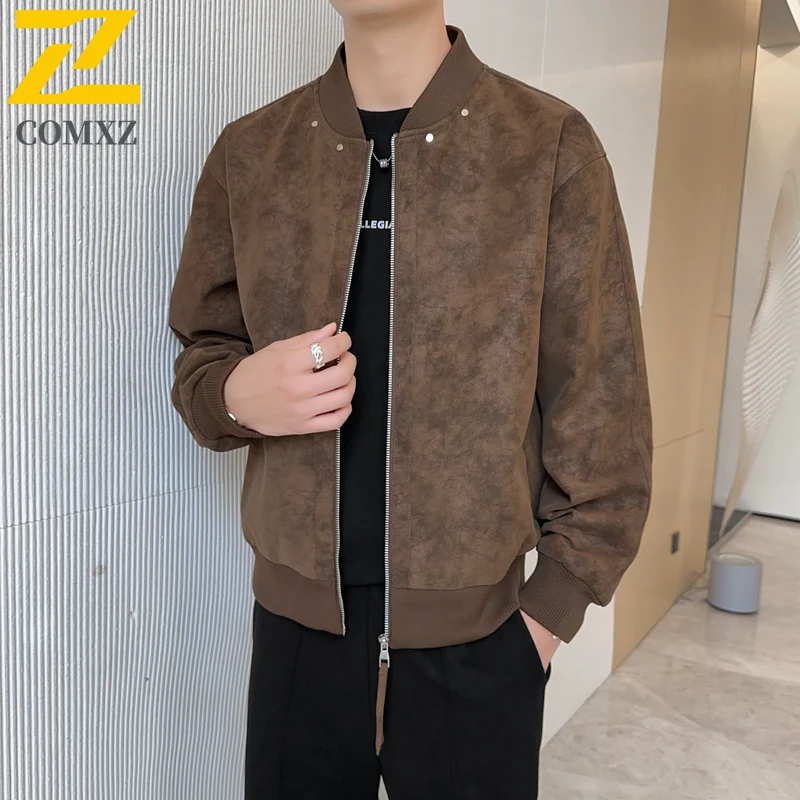 COMXZ Мужская кожаная куртка Комфортная уличная ветрозащитная мотоциклетная куртка Классический бейсбольный воротник Красивая осенняя мужская одежда
COMXZ Мужская кожаная куртка Комфортная уличная ветрозащитная мотоциклетная куртка Классический бейсбольный воротник Красивая осенняя мужская одежда