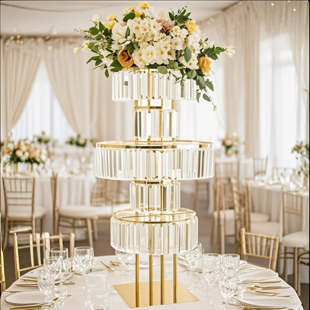 "Elegant Elegance: 100cm Tall 5-Tier Crystal-Style Acrylic Flower Stand With Golden Frame - The Ultimate Wedding Centerpiece Dis
"Elegant Elegance: 100cm Tall 5-Tier Crystal-Style Acrylic Flower Stand With Golden Frame - The Ultimate Wedding Centerpiece Dis
