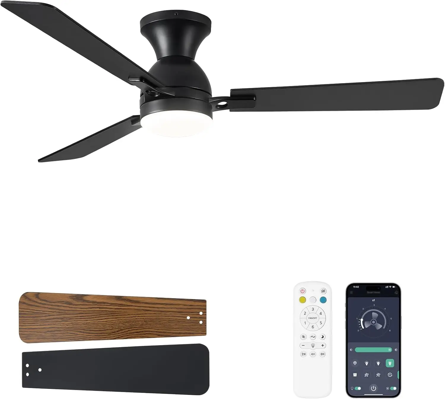 Ceiling Fans with Lights, 52 inch Low Profile Ceiling Fan with Light and Remote Control, Flush Mount, Reversible, 3CCT
Ceiling Fans with Lights, 52 inch Low Profile Ceiling Fan with Light and Remote Control, Flush Mount, Reversible, 3CCT