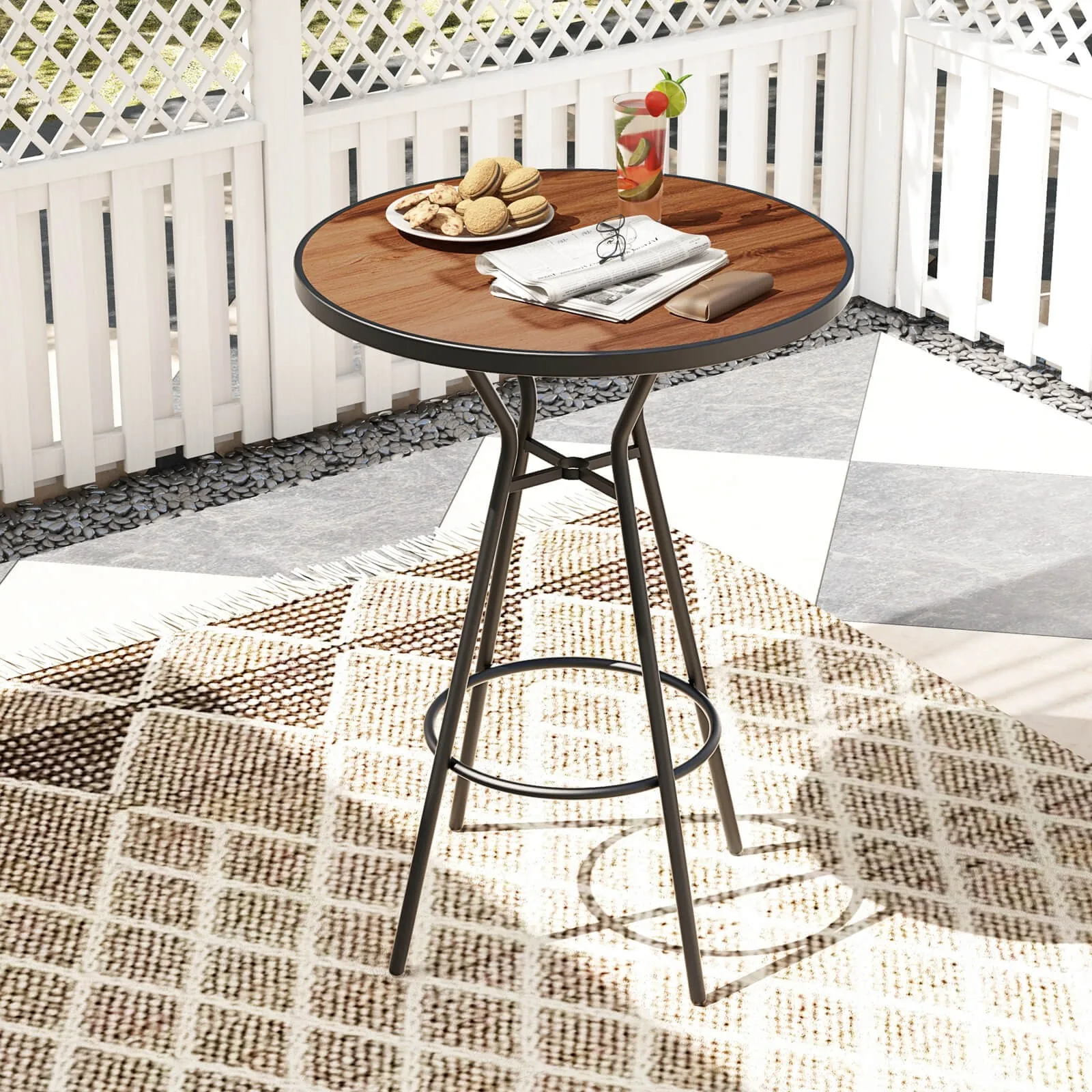 28" Outdoor Bar Table w/Wood-Like Tabletop Umbrella Hole & Footrest for Backyard
28" Outdoor Bar Table w/Wood-Like Tabletop Umbrella Hole & Footrest for Backyard
