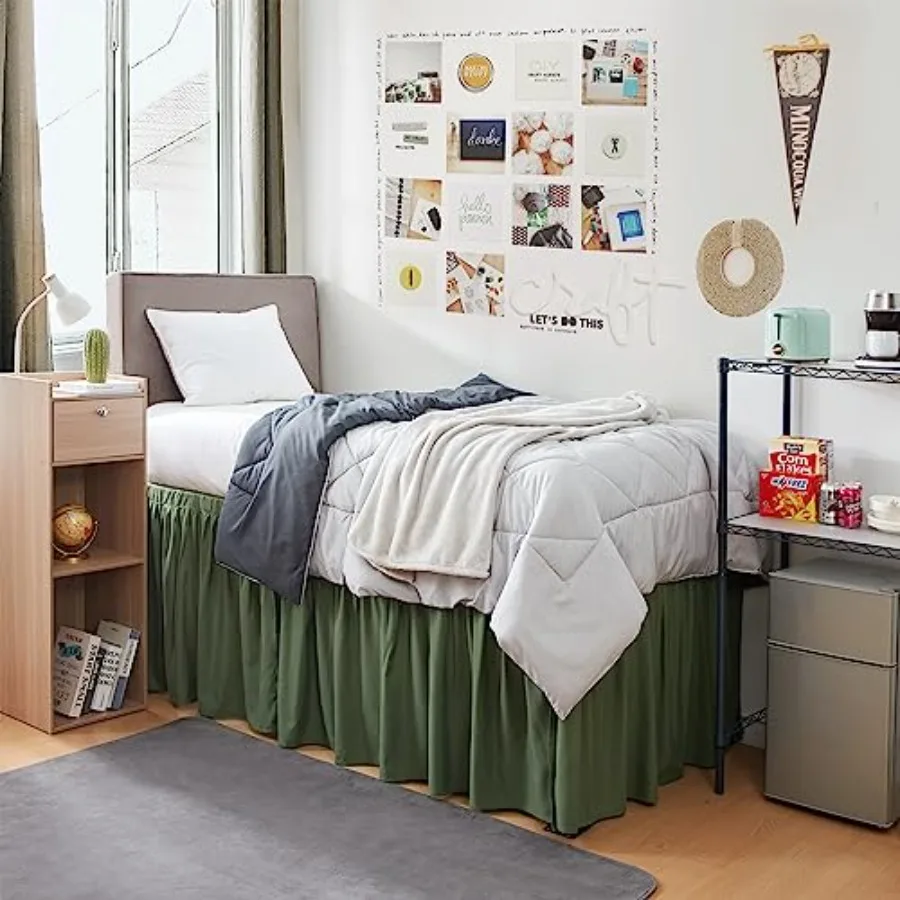 Dorm Sized Bed Skirt Panel with Ties 3 Panel Set - Hero Green - 30" Drop Length
Dorm Sized Bed Skirt Panel with Ties 3 Panel Set - Hero Green - 30" Drop Length