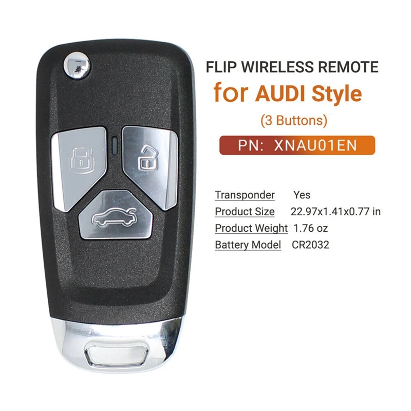 Беспроводной пульт дистанционного управления Xhorse XNAU01EN, откидной брелок с 3 кнопками, черный, для ключей VDI, 1 шт.