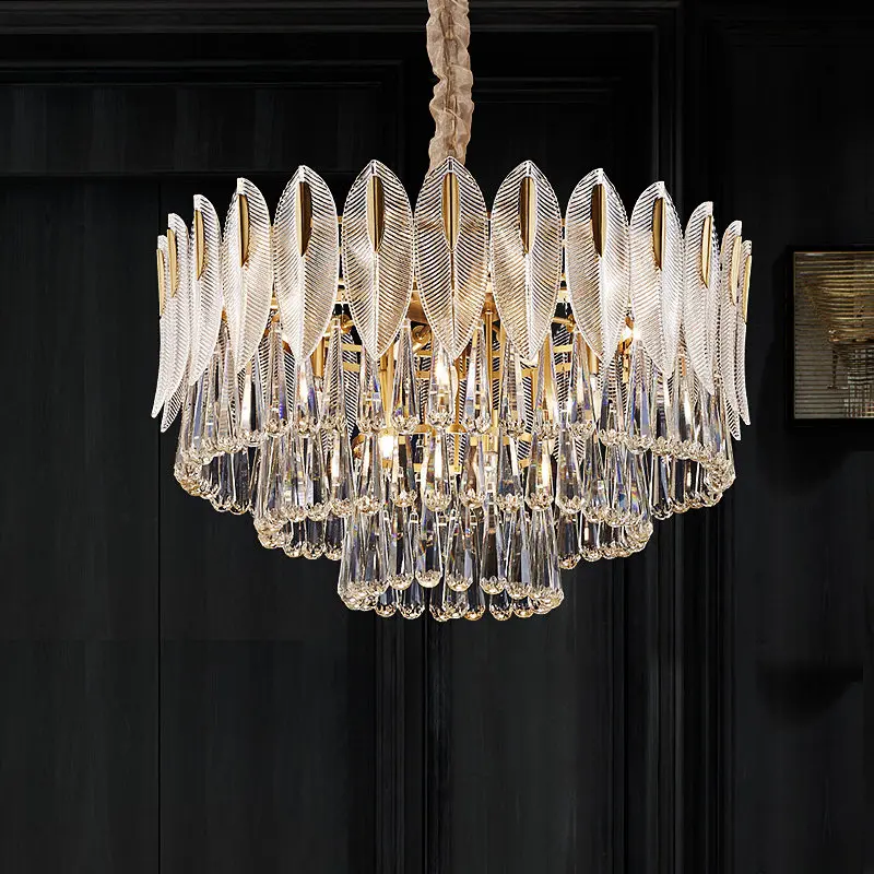 All copper light luxury crystal chandelier living room light, round simple high-end bedroom and dining room light
All copper light luxury crystal chandelier living room light, round simple high-end bedroom and dining room light
