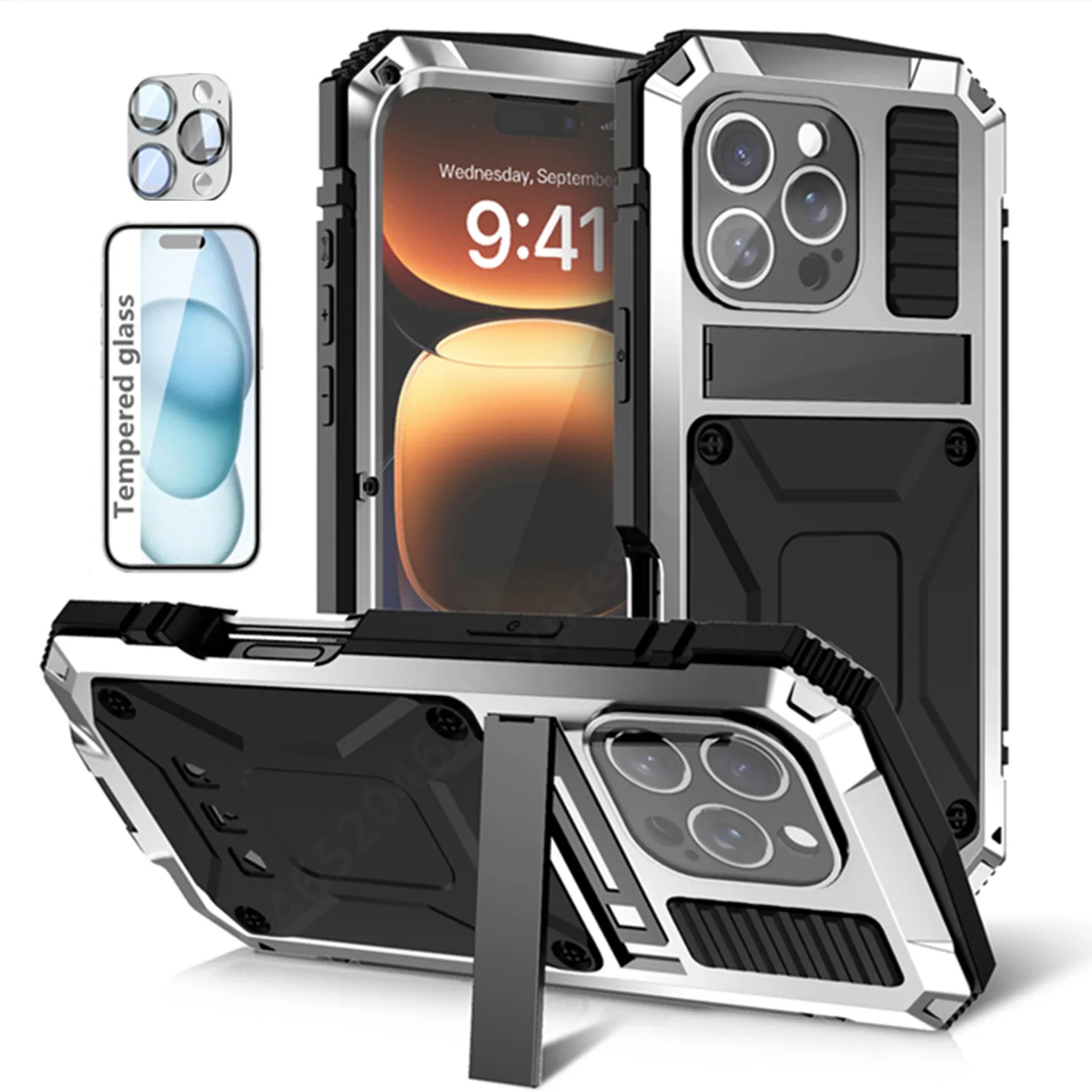 360 Protective Lens Camera Glass Case for iPhone 16 Pro Max 15 14 13 12 11 Plus Metal Shock Absorbing Anti Fall Silicone Cover
360 Protective Lens Camera Glass Case for iPhone 16 Pro Max 15 14 13 12 11 Plus Metal Shock Absorbing Anti Fall Silicone Cover