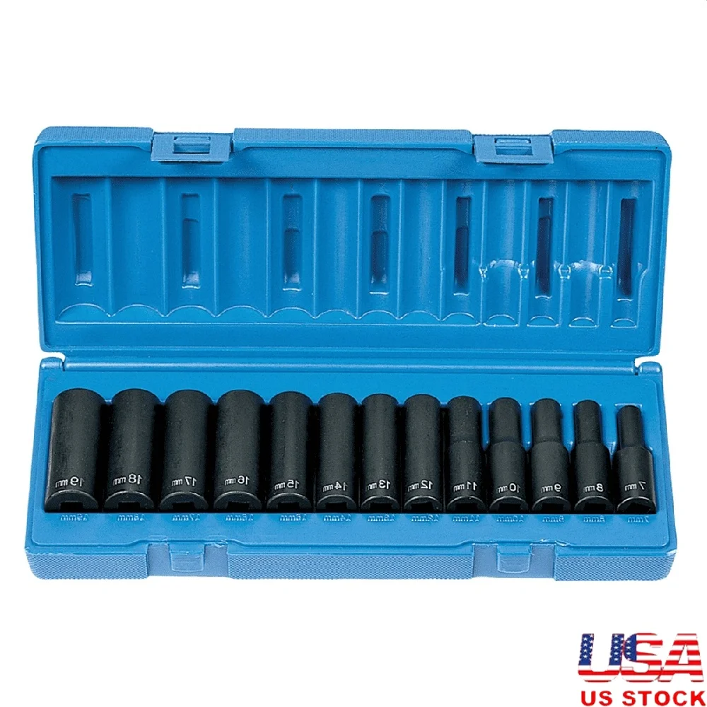 13-Piece 3/8 Drive Deep Socket Set Metric 12 Point High Precision Tool Automotive Repair Mechanic Accessory
13-Piece 3/8 Drive Deep Socket Set Metric 12 Point High Precision Tool Automotive Repair Mechanic Accessory