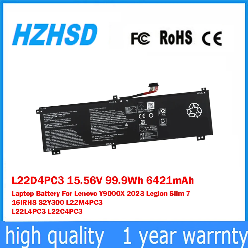 L22D4PC3 15.56V 99.9Wh 6421mAh Laptop Battery For Lenovo Y9000X 2023 Legion Slim 7 16IRH8 82Y300 L22M4PC3 L22L4PC3 L22C4PC3
L22D4PC3 15.56V 99.9Wh 6421mAh Laptop Battery For Lenovo Y9000X 2023 Legion Slim 7 16IRH8 82Y300 L22M4PC3 L22L4PC3 L22C4PC3