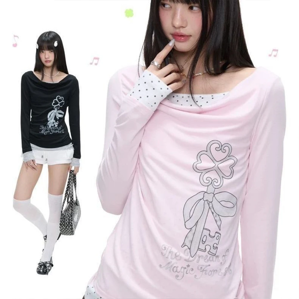 Aesthetic Fake Two-Piece T-Shirt Y2Kharajuku Polka Dot Patch Casual Top Street Wear Women's Printed Coarse Sand Slim Fit T-Shirt
Aesthetic Fake Two-Piece T-Shirt Y2Kharajuku Polka Dot Patch Casual Top Street Wear Women's Printed Coarse Sand Slim Fit T-Shirt