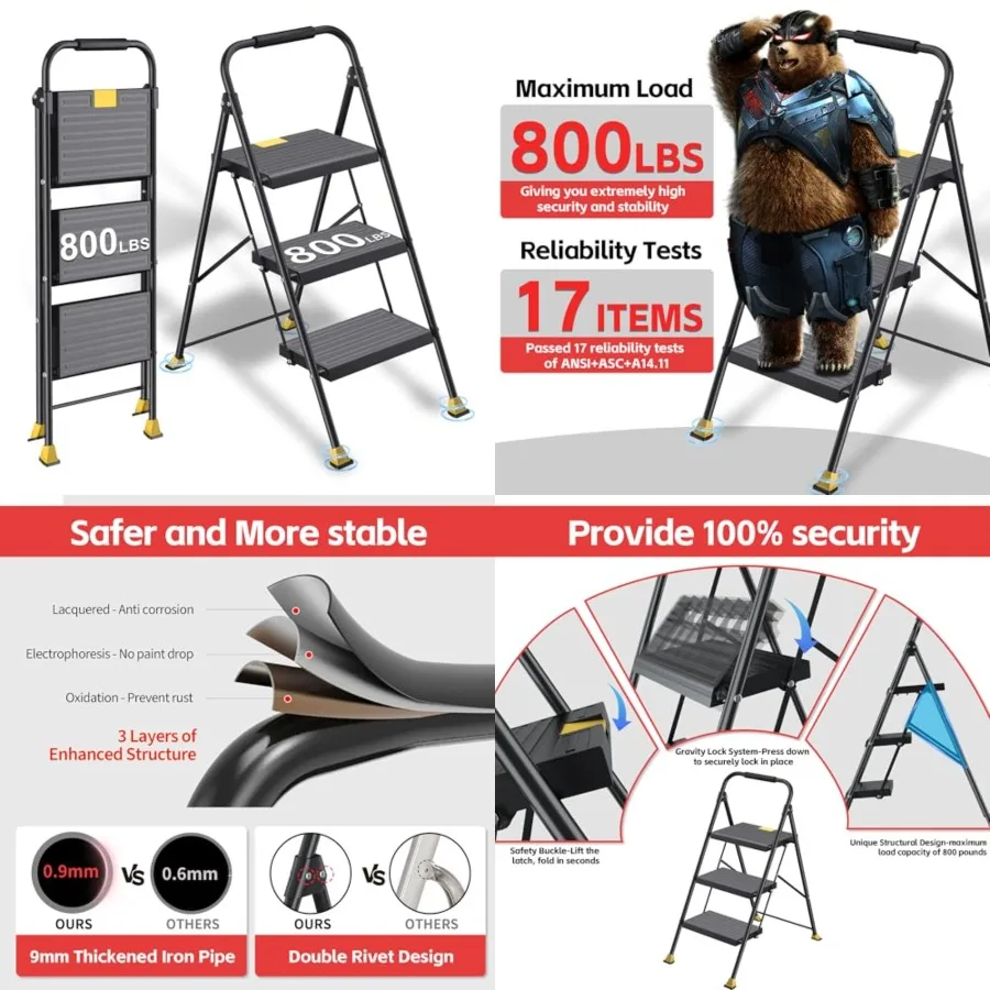 Ladder Foldable Folding Stool - for Home Adults Kitchen ping Extension Tall Heavy Duty with Handrails - Closet stool Stair Ladd
Ladder Foldable Folding Stool - for Home Adults Kitchen ping Extension Tall Heavy Duty with Handrails - Closet stool Stair Ladd