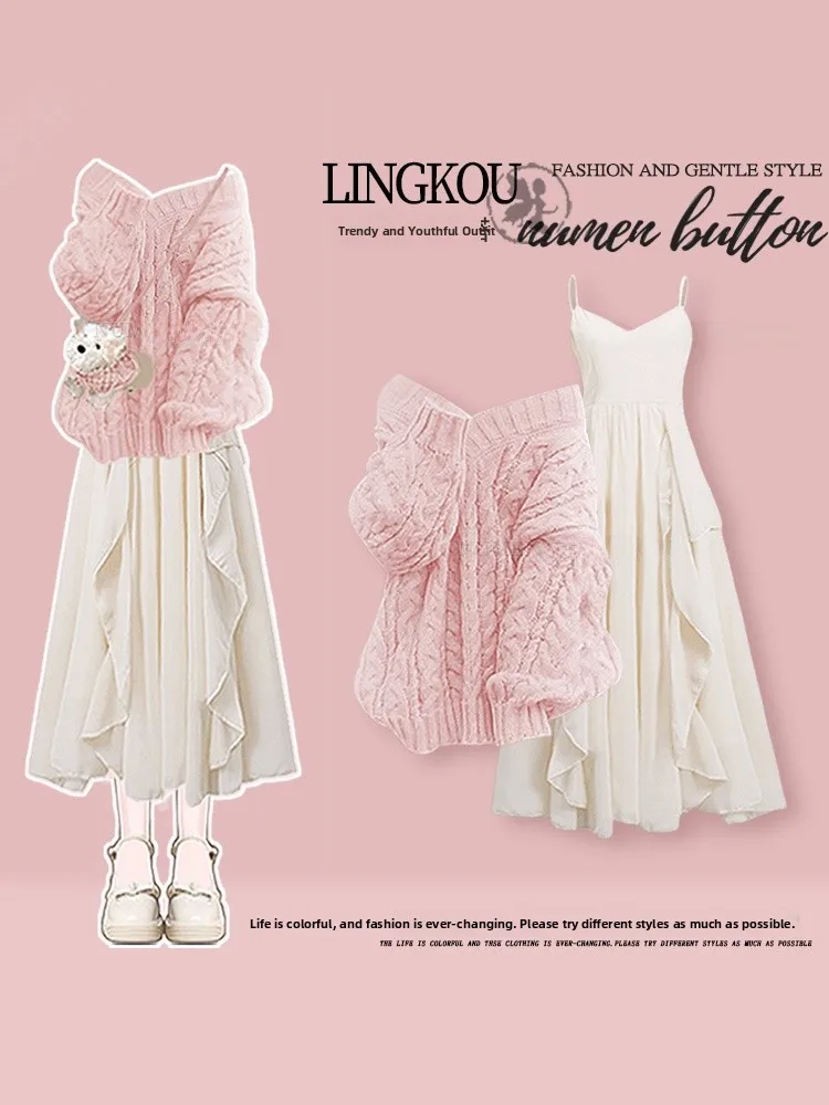 Ele Knitted Sweater And Gown Set Women's Design Sensation Age Reduction Autumn Collection Soft Polyester Fiber V-Ne A-L...
Ele Knitted Sweater And Gown Set Women's Design Sensation Age Reduction Autumn Collection Soft Polyester Fiber V-Ne A-L...