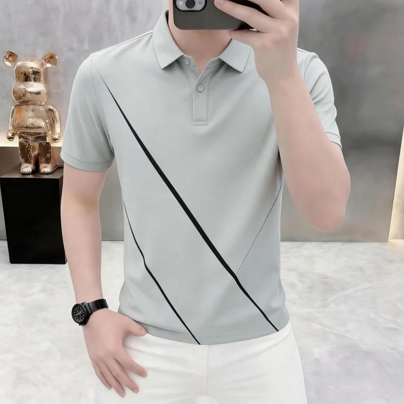 2026 Summer New Style Collarless Polo Shirt Short Sleeve Men's Stretch Loose American Style Youth Summer New T-Shirt Men
2026 Summer New Style Collarless Polo Shirt Short Sleeve Men's Stretch Loose American Style Youth Summer New T-Shirt Men