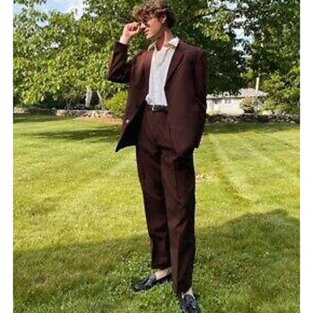 Stylish Brown Men Suit Fashion Notch Collar High Quality 2 Pieces Jacket Pant Business Single Breasted Female Gowns Luxury 2025
Stylish Brown Men Suit Fashion Notch Collar High Quality 2 Pieces Jacket Pant Business Single Breasted Female Gowns Luxury 2025