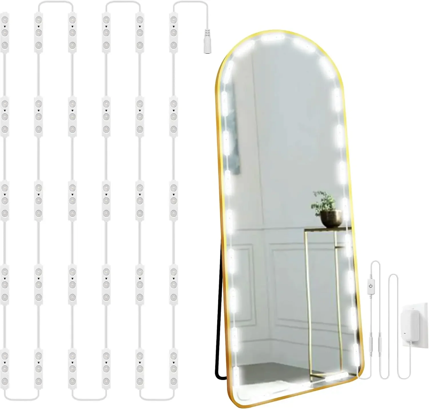 14ft Dimmable Vanity Lights Kit, Adjustable LED Mirror Lighting For Full Body & Bathroom, Plug-In Floor Light
14ft Dimmable Vanity Lights Kit, Adjustable LED Mirror Lighting For Full Body & Bathroom, Plug-In Floor Light