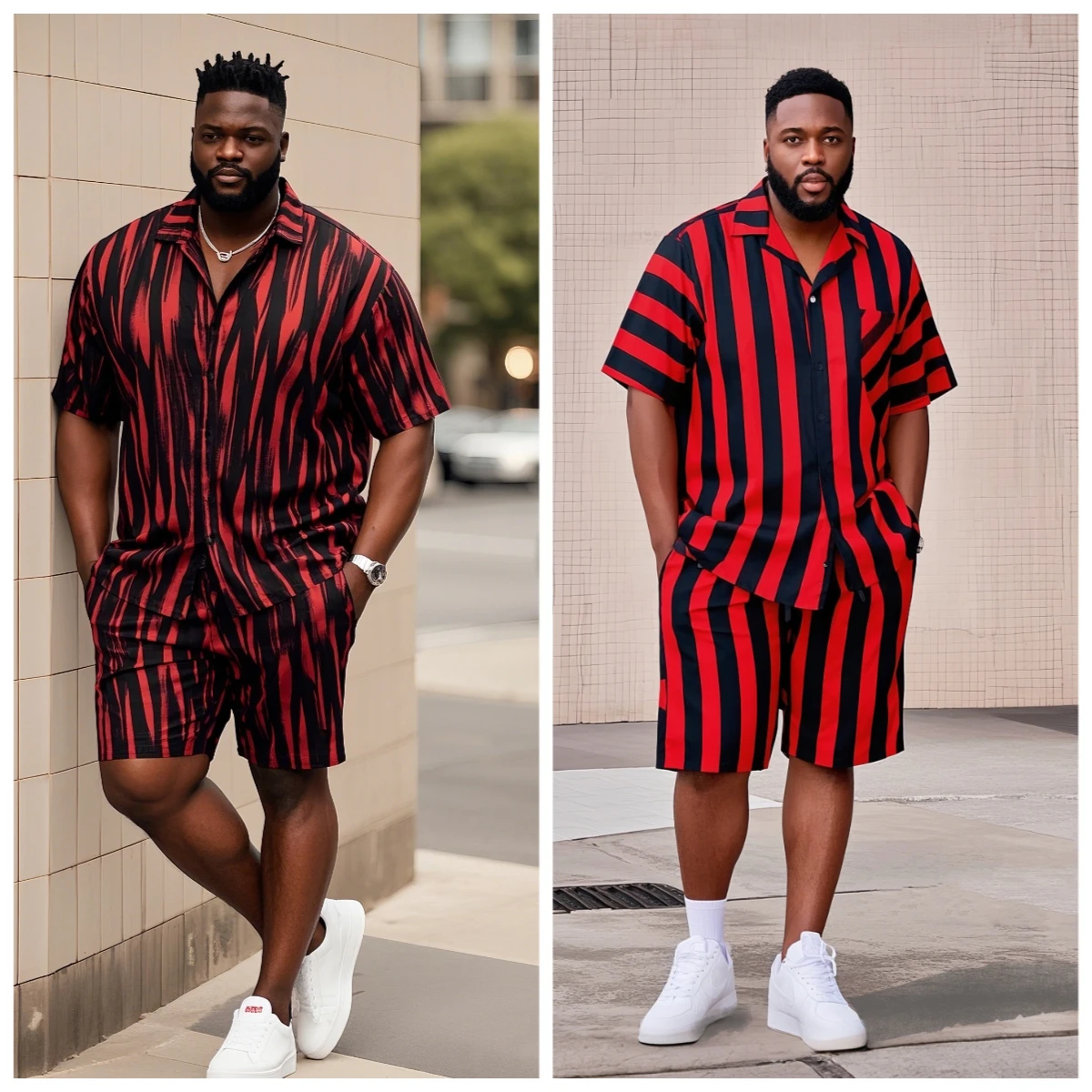 S-9XL Big and Tall Men Abstract Stripe Print Oversized Shirt Shorts Set Multi-Color Casual 2-Piece Outfit
S-9XL Big and Tall Men Abstract Stripe Print Oversized Shirt Shorts Set Multi-Color Casual 2-Piece Outfit
