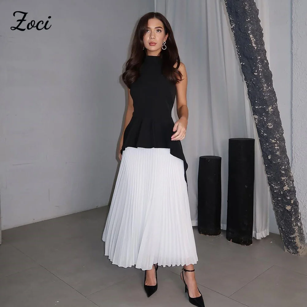 Zoci Modern Black White Wedding Party Dress A Line Pleats Chiffon Ankle Prom Dresses Customized Sleeveless vestidos de festa
Zoci Modern Black White Wedding Party Dress A Line Pleats Chiffon Ankle Prom Dresses Customized Sleeveless vestidos de festa