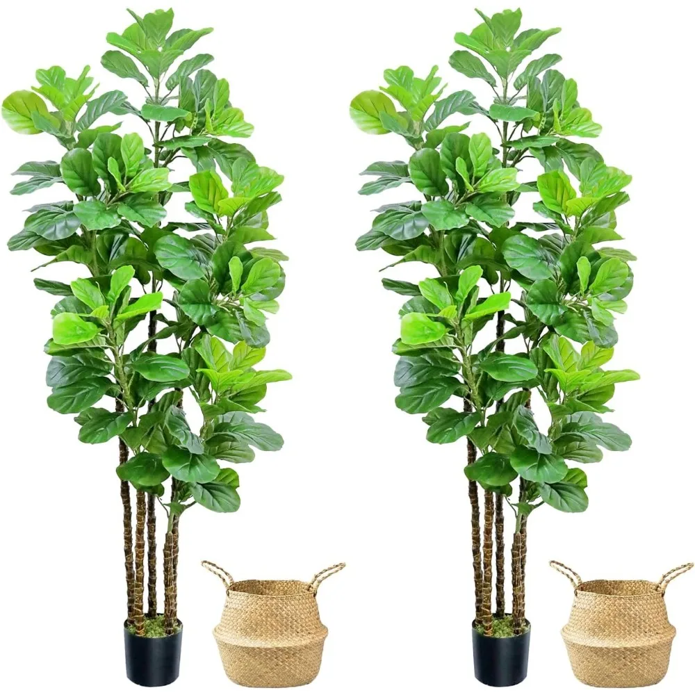 2pcs Fiddle Leaf Fig Tree,7 FT Tall Tree with Woven Seagrass Plant Basket Fake Floor Plant in Pot for Home Decor Living Room
2pcs Fiddle Leaf Fig Tree,7 FT Tall Tree with Woven Seagrass Plant Basket Fake Floor Plant in Pot for Home Decor Living Room