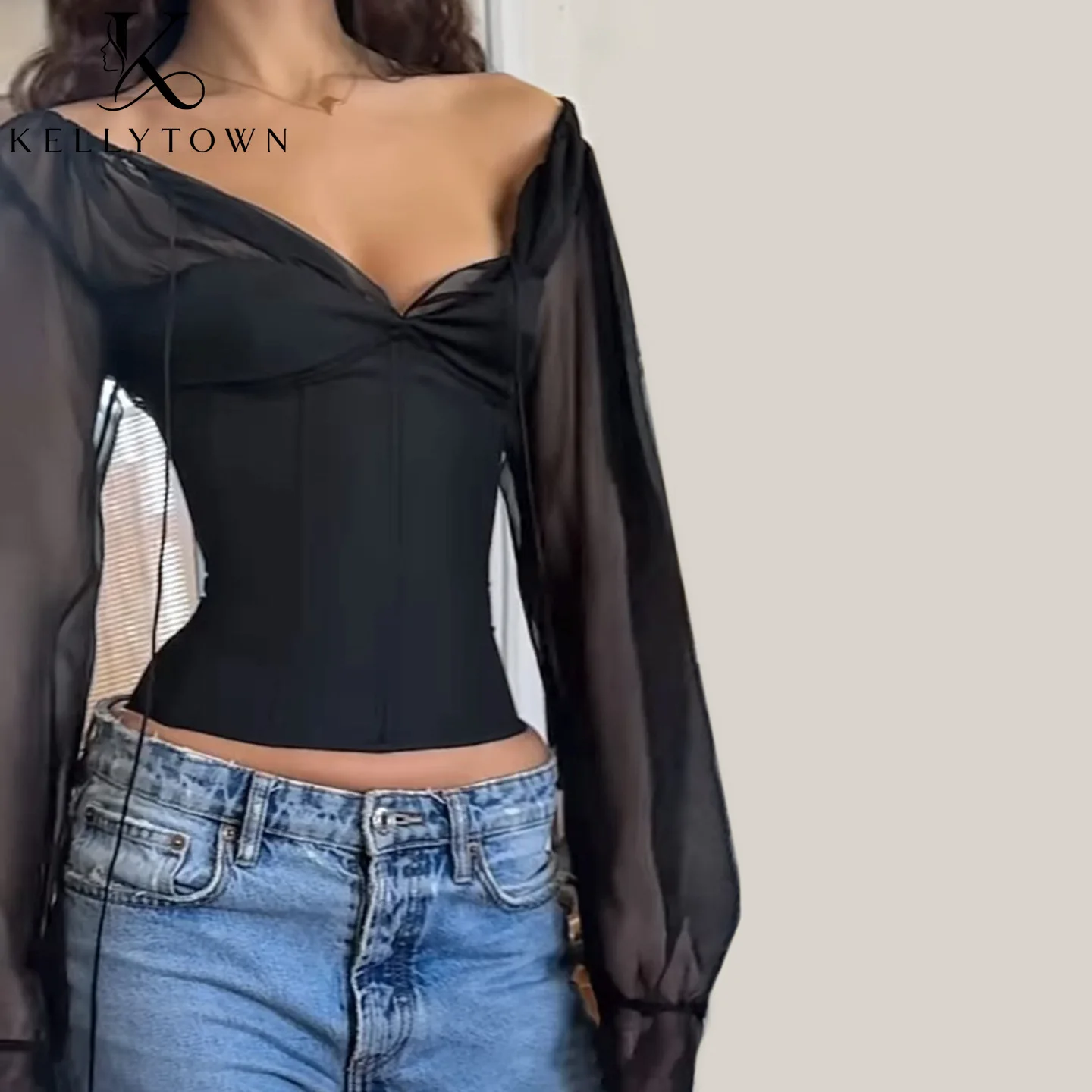Mesh Top Women Long Sleeve Tee Shirt Autumn Winter Woman Clothes Elegant Solid Puff Sleeve Deep V Neck Black Corset Top Sexy
Mesh Top Women Long Sleeve Tee Shirt Autumn Winter Woman Clothes Elegant Solid Puff Sleeve Deep V Neck Black Corset Top Sexy