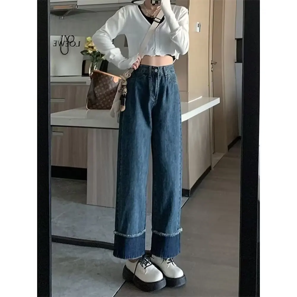 High Waist Straight Leg Jeans Women's Loose Slimming Large Size Fashionable Nine Point Wide Leg Pants Casual Style All Seasons
High Waist Straight Leg Jeans Women's Loose Slimming Large Size Fashionable Nine Point Wide Leg Pants Casual Style All Seasons