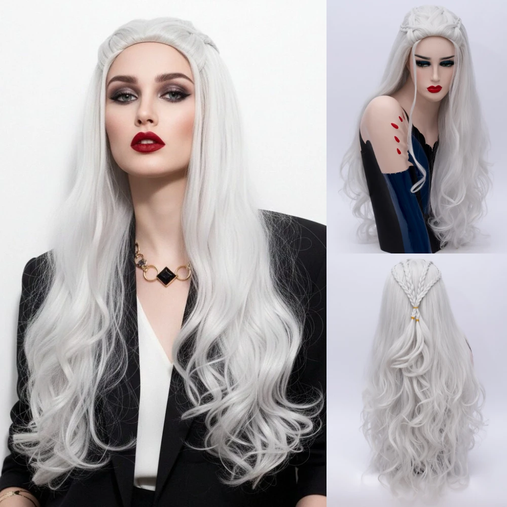 Women Long Silver Grey Wavy Wig Cosplay Wig Heat Resistant Synthetic Hair For Party Halloween
Women Long Silver Grey Wavy Wig Cosplay Wig Heat Resistant Synthetic Hair For Party Halloween