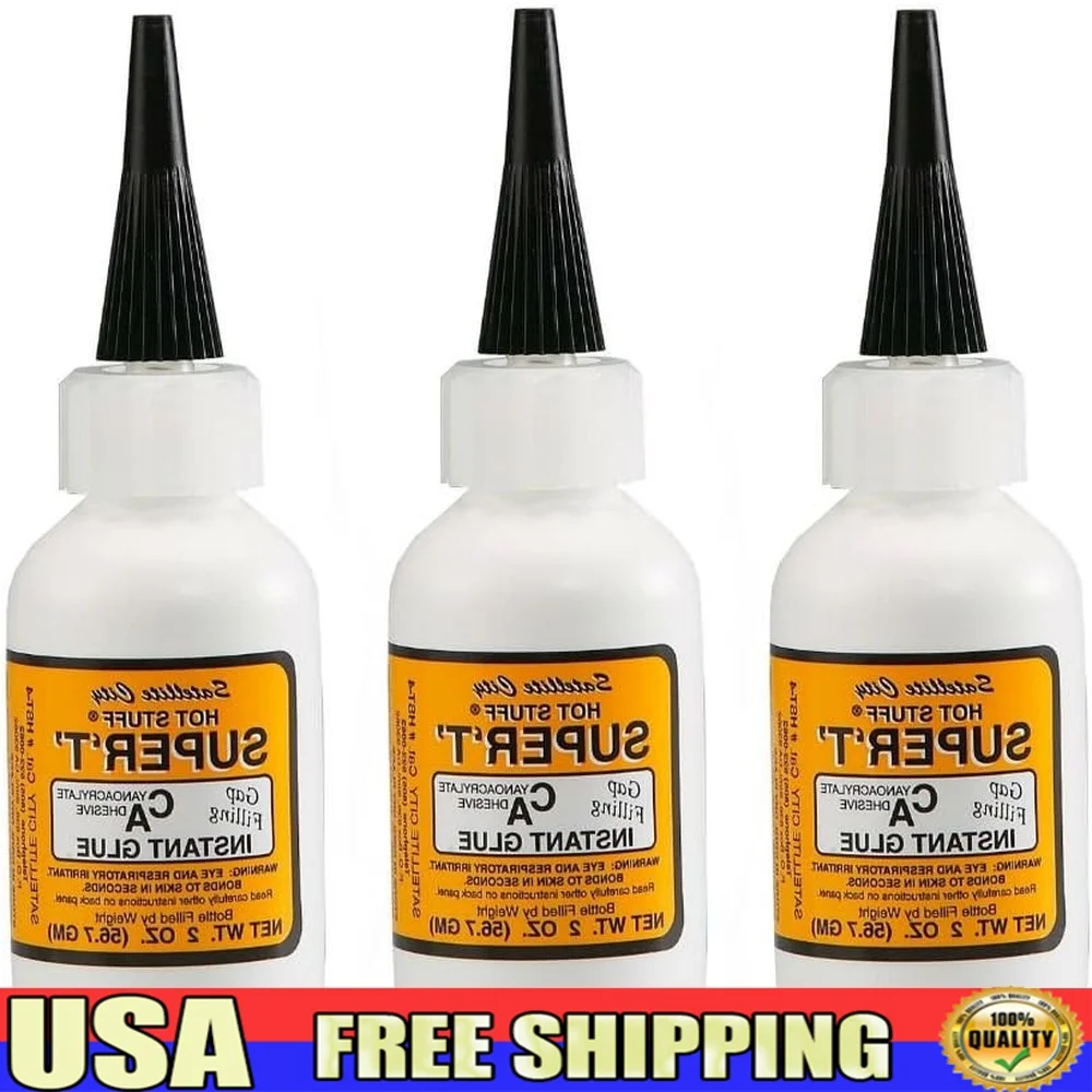 Hot Stuff Super T Medium CA Glue Instant Adhesive 2oz Wood Plastic Metal Rubber Gap Filling Pack of 3
Hot Stuff Super T Medium CA Glue Instant Adhesive 2oz Wood Plastic Metal Rubber Gap Filling Pack of 3
