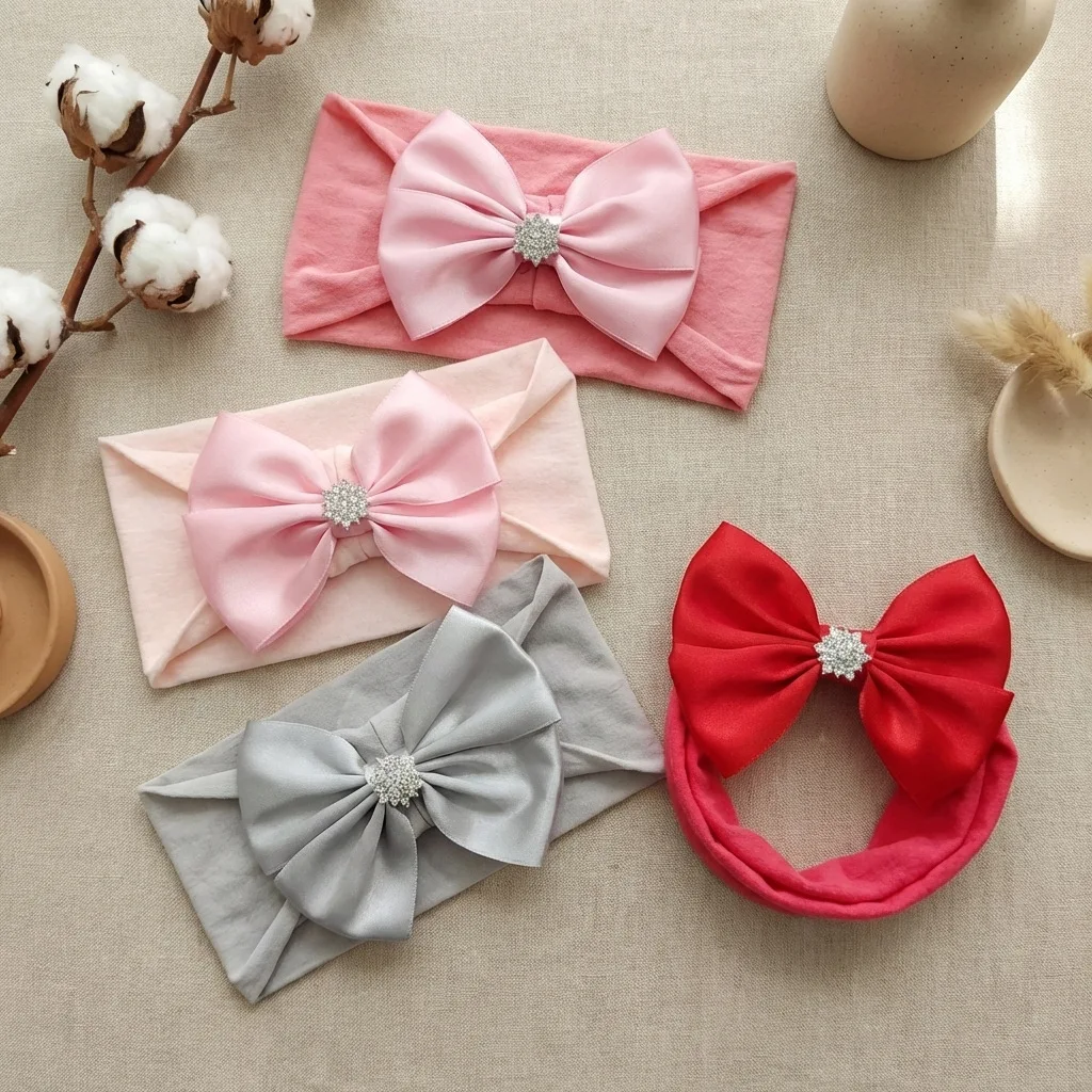 Cute Solid Satin Bow Headband Newborn Hair Accessories Toddlers Diamond Stone Headbands Children Turban Nylon Wide Headwrap
Cute Solid Satin Bow Headband Newborn Hair Accessories Toddlers Diamond Stone Headbands Children Turban Nylon Wide Headwrap