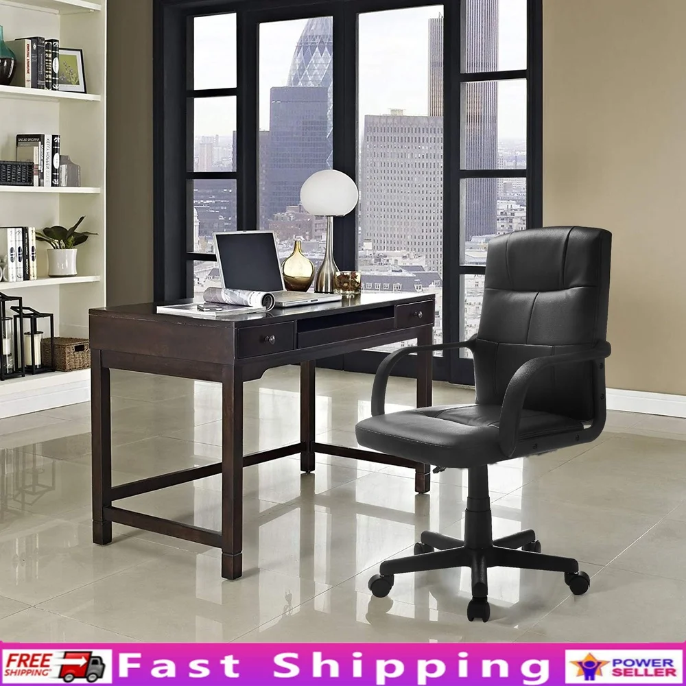 Tufted Leather Mid-Back Office Chair Adjustable Height Swivel Desk Chair Comfortable Ergonomic Armrests Easy Assembly 225lbs
Tufted Leather Mid-Back Office Chair Adjustable Height Swivel Desk Chair Comfortable Ergonomic Armrests Easy Assembly 225lbs
