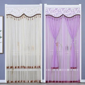 Fashion Anti Mosquito Net Door Double Layered Mesh Curtain No Punching Lace Door Curtain Bedroom Curtain Home Supplies