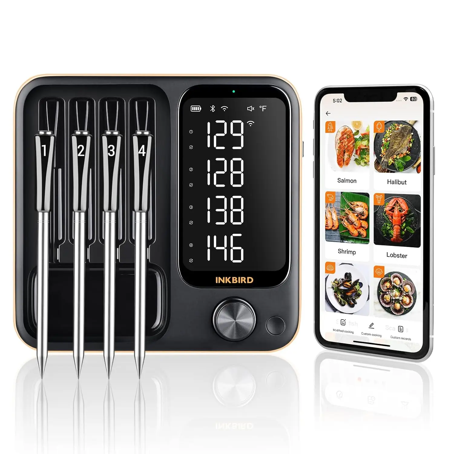 4-Probe WiFi Bluetooth Meat Thermometer for BBQ, Wireless with 360° LCD Base, IPX8 Waterproof, Long Range, Food Kitchen Thermometer for Grill Smoker Oven
4-Probe WiFi Bluetooth Meat Thermometer for BBQ, Wireless with 360° LCD Base, IPX8 Waterproof, Long Range, Food Kitchen Thermometer for Grill Smoker Oven
