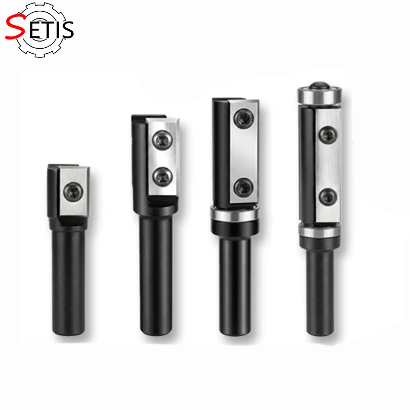 Woodworking tools, indexable straight edge cutter, edge trimmer, high-precision router bit with upper and lower bearings
Woodworking tools, indexable straight edge cutter, edge trimmer, high-precision router bit with upper and lower bearings