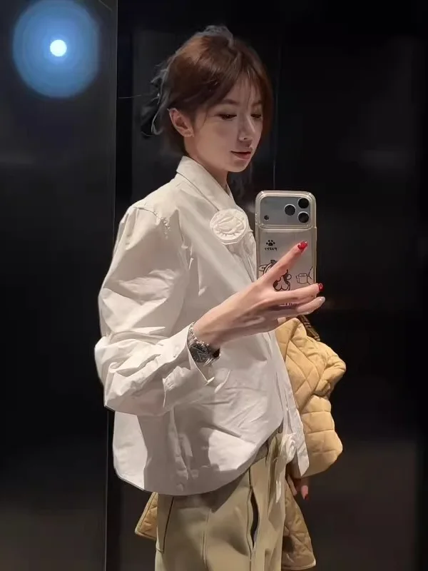 Ele White Long Sve Ne irt Женский модный весенний новый топ для похудения, удобный свободный крой для поездок на работу
Ele White Long Sve Ne irt Женский модный весенний новый топ для похудения, удобный свободный крой для поездок на работу