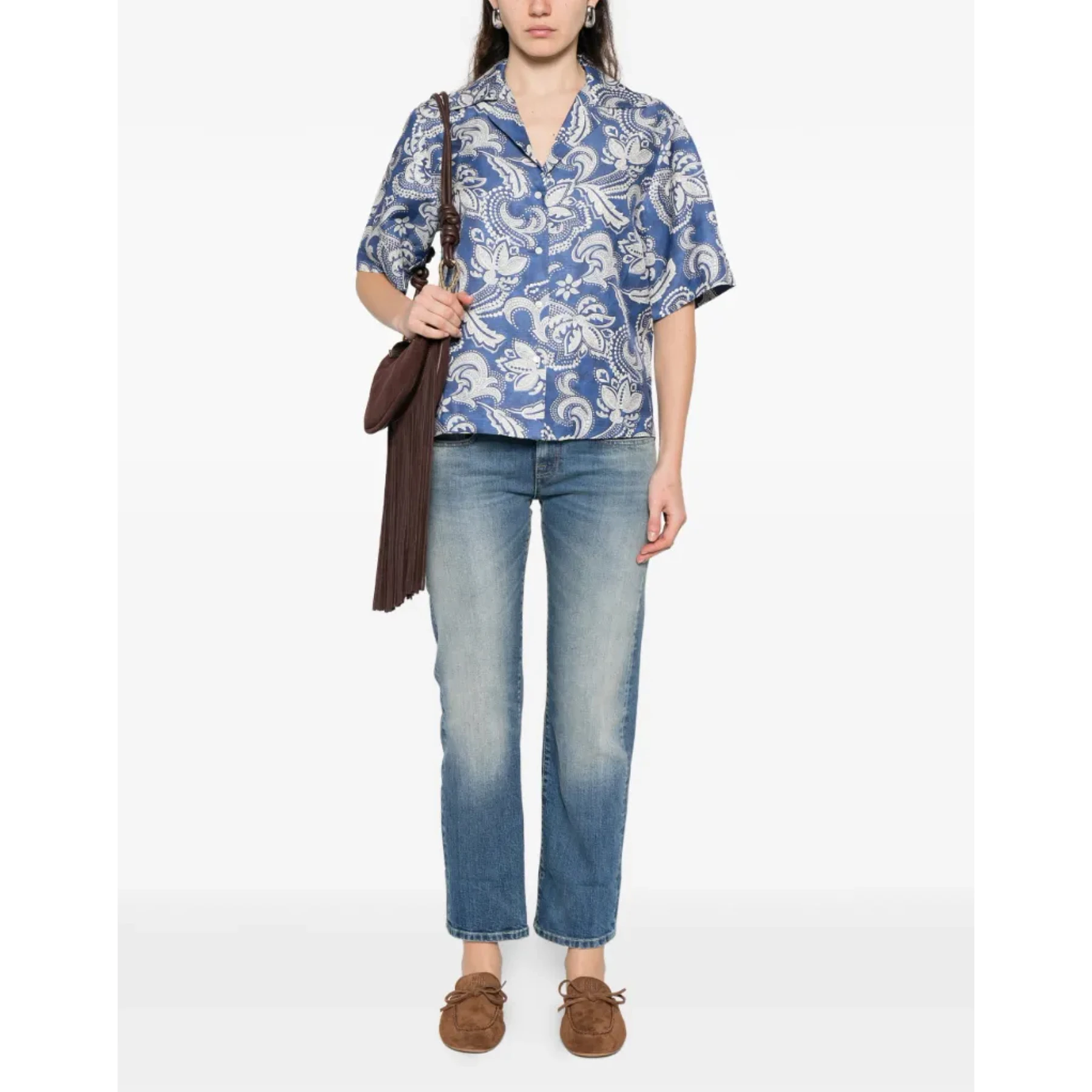 French Style S Printed Shirt Shorts Set Blue Vintage Floral Pattern Women's Loose Fit Summer Outfit Casual Chic Ensemble
French Style S Printed Shirt Shorts Set Blue Vintage Floral Pattern Women's Loose Fit Summer Outfit Casual Chic Ensemble