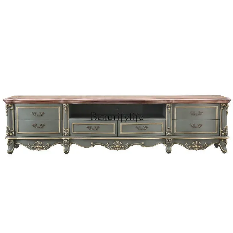 FG40French solid wood hand-carved TV cabinet gold-painted French light luxury customization
FG40French solid wood hand-carved TV cabinet gold-painted French light luxury customization
