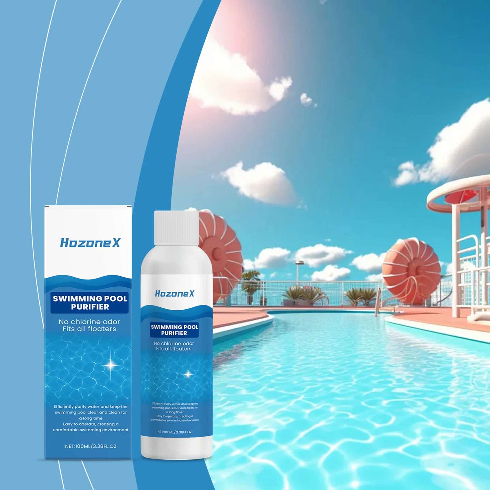 100Ml No Odor Liquid Pool Water Clarifier Fast Dissolving Powerful Cleaner for Hotel Swimming Pool Cleaning Solution
100Ml No Odor Liquid Pool Water Clarifier Fast Dissolving Powerful Cleaner for Hotel Swimming Pool Cleaning Solution
