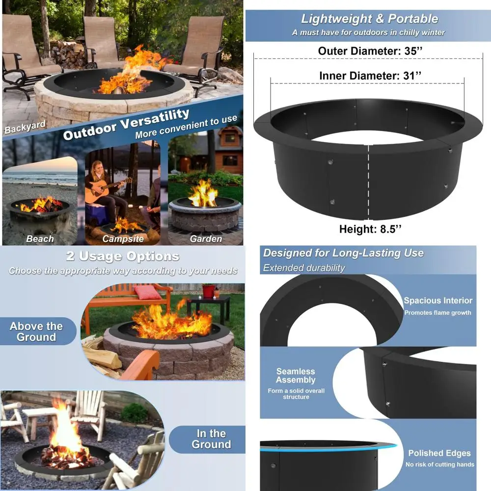 Кольцо для костровой чаши из сверхпрочной стали, 31 дюйм (внутренний диаметр), 35 дюймов (внешний диаметр), для самостоятельной сборки, для костров или сжигания дров, черное
Кольцо для костровой чаши из сверхпрочной стали, 31 дюйм (внутренний диаметр), 35 дюймов (внешний диаметр), для самостоятельной сборки, для костров или сжигания дров, черное