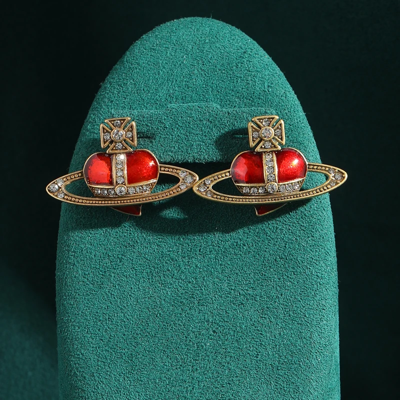 Vintage Red Oil Dripping Flying Saucer UFO Rhinestones Stud Earrings Woman Antique Jewelry Accessories Gold Color Korean Fashion
Vintage Red Oil Dripping Flying Saucer UFO Rhinestones Stud Earrings Woman Antique Jewelry Accessories Gold Color Korean Fashion
