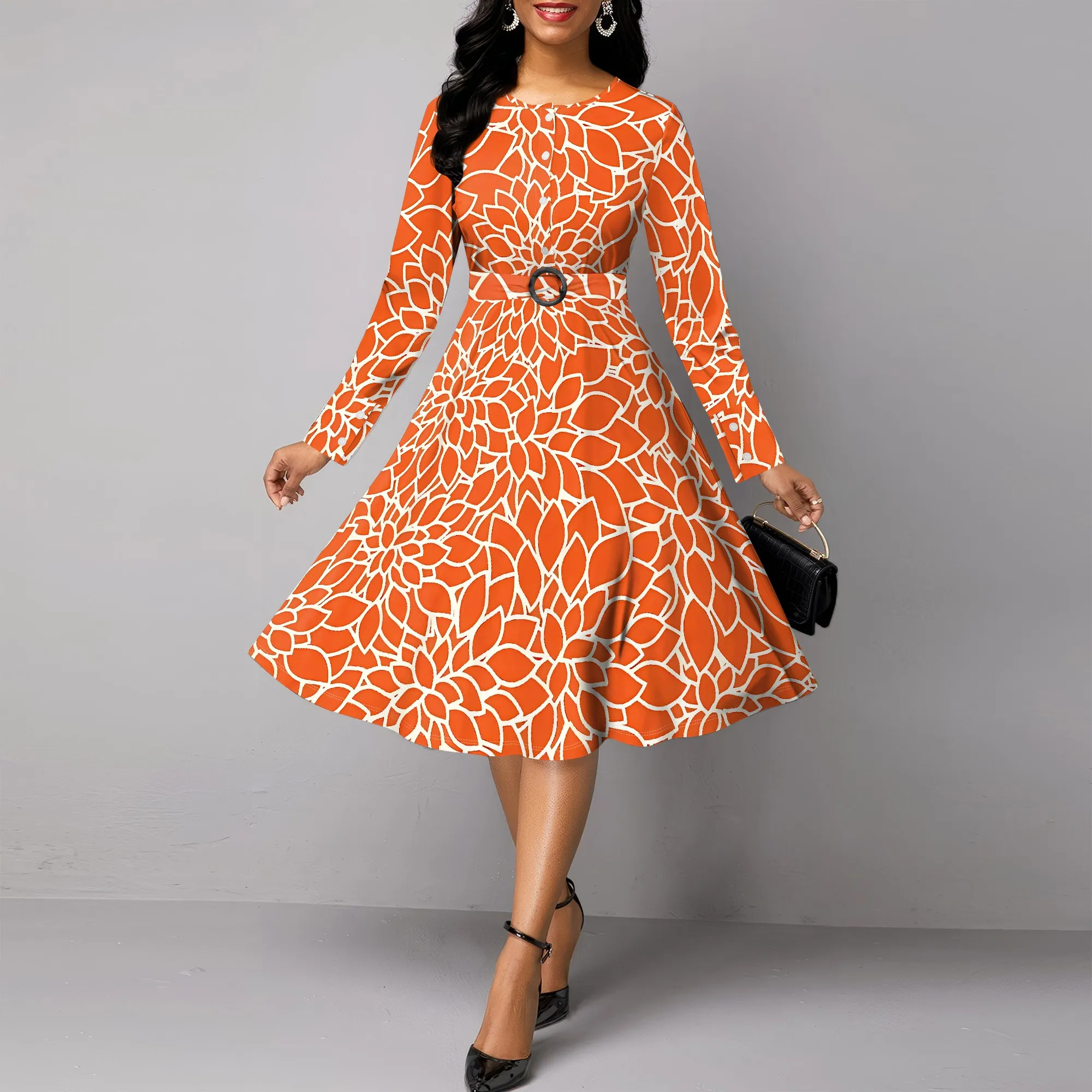 Nupusa Floral Print Dress for Women Standard Size Summer Casual Crew Neck Long-Sleeve Dress
Nupusa Floral Print Dress for Women Standard Size Summer Casual Crew Neck Long-Sleeve Dress