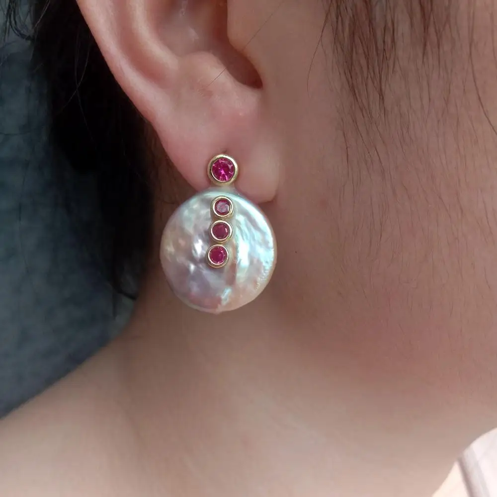 YYGEM 21mm Big Pearl Cultured Purple Coin Pearl Fuchsia Cz Stud Earrings High Quality Jewelry For Women
YYGEM 21mm Big Pearl Cultured Purple Coin Pearl Fuchsia Cz Stud Earrings High Quality Jewelry For Women