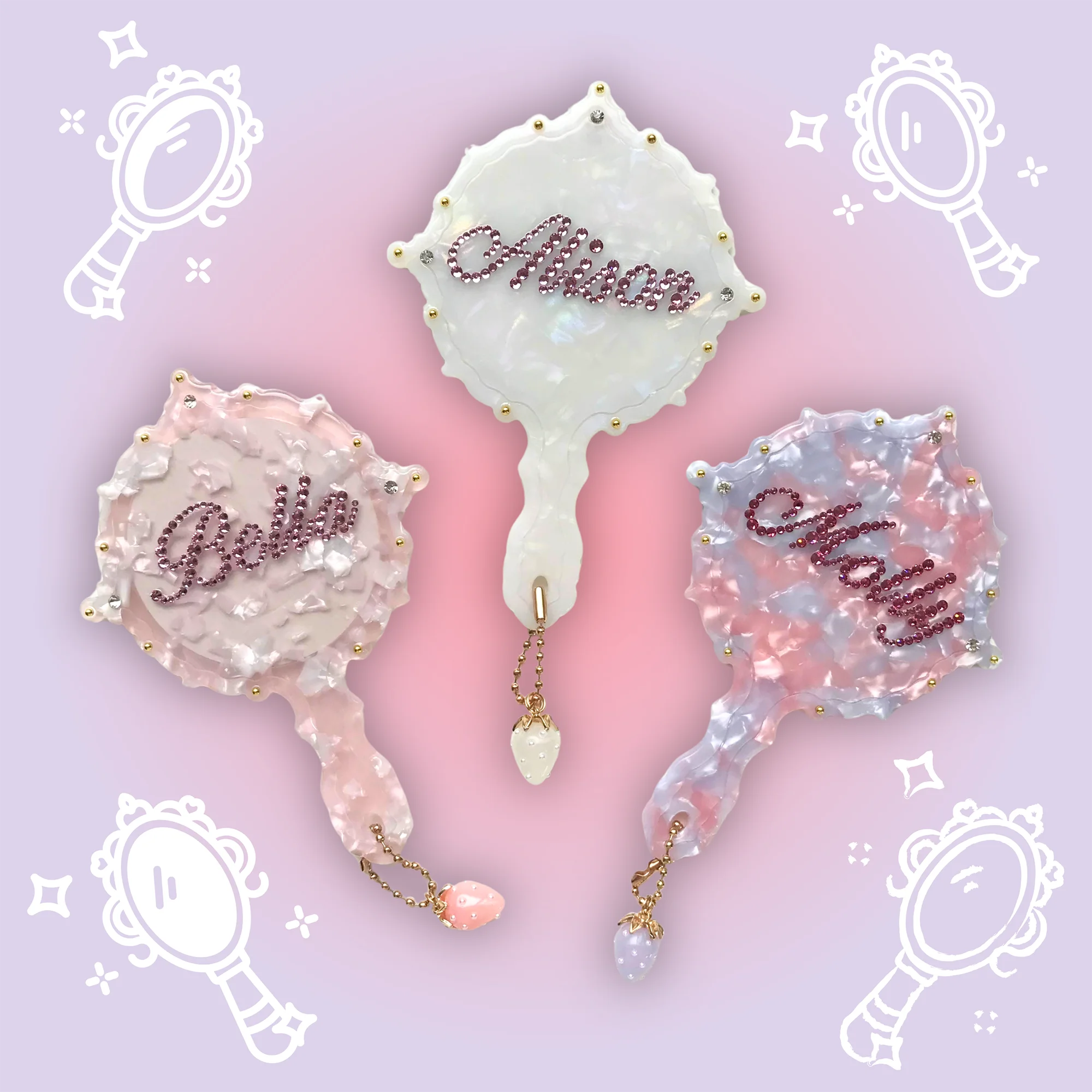 Customised Rhinestone Name Compact Mirror: Retro and Cute Make-up Mirror, Portable Mirror, Party Favour, Birthday Gift
Customised Rhinestone Name Compact Mirror: Retro and Cute Make-up Mirror, Portable Mirror, Party Favour, Birthday Gift