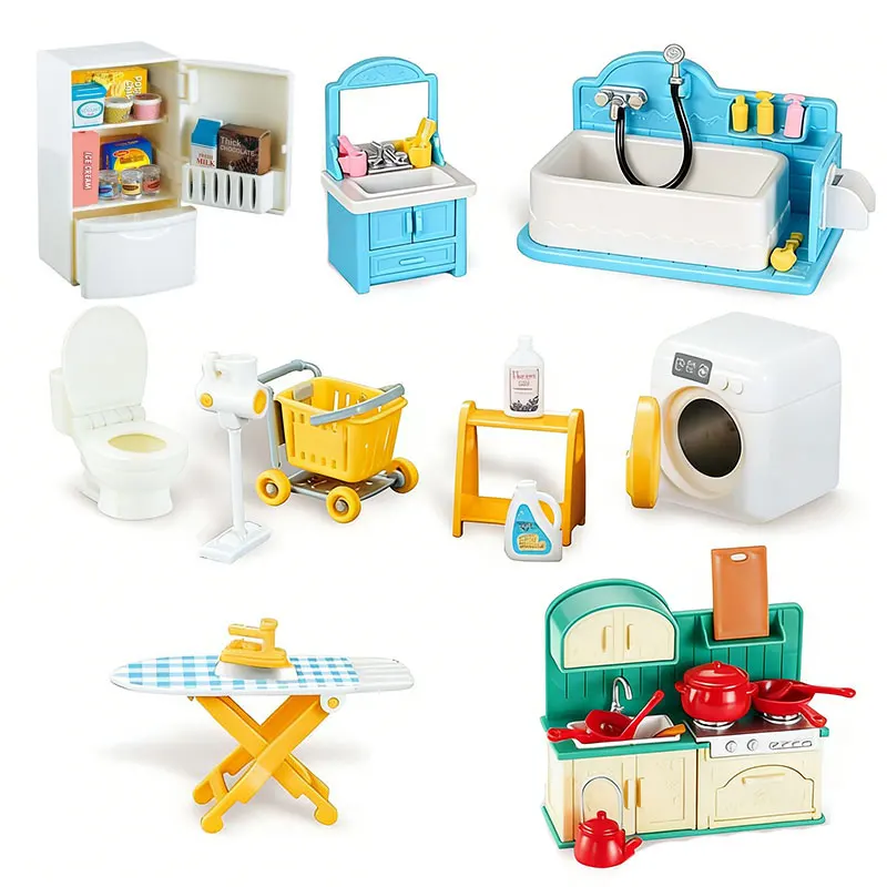 Dollhouse Furniture Kitchen & Bathroom Toy Set Fridge Washing Machine Set Dollhouse Miniature Accessories Pretend Play Toys
Dollhouse Furniture Kitchen & Bathroom Toy Set Fridge Washing Machine Set Dollhouse Miniature Accessories Pretend Play Toys